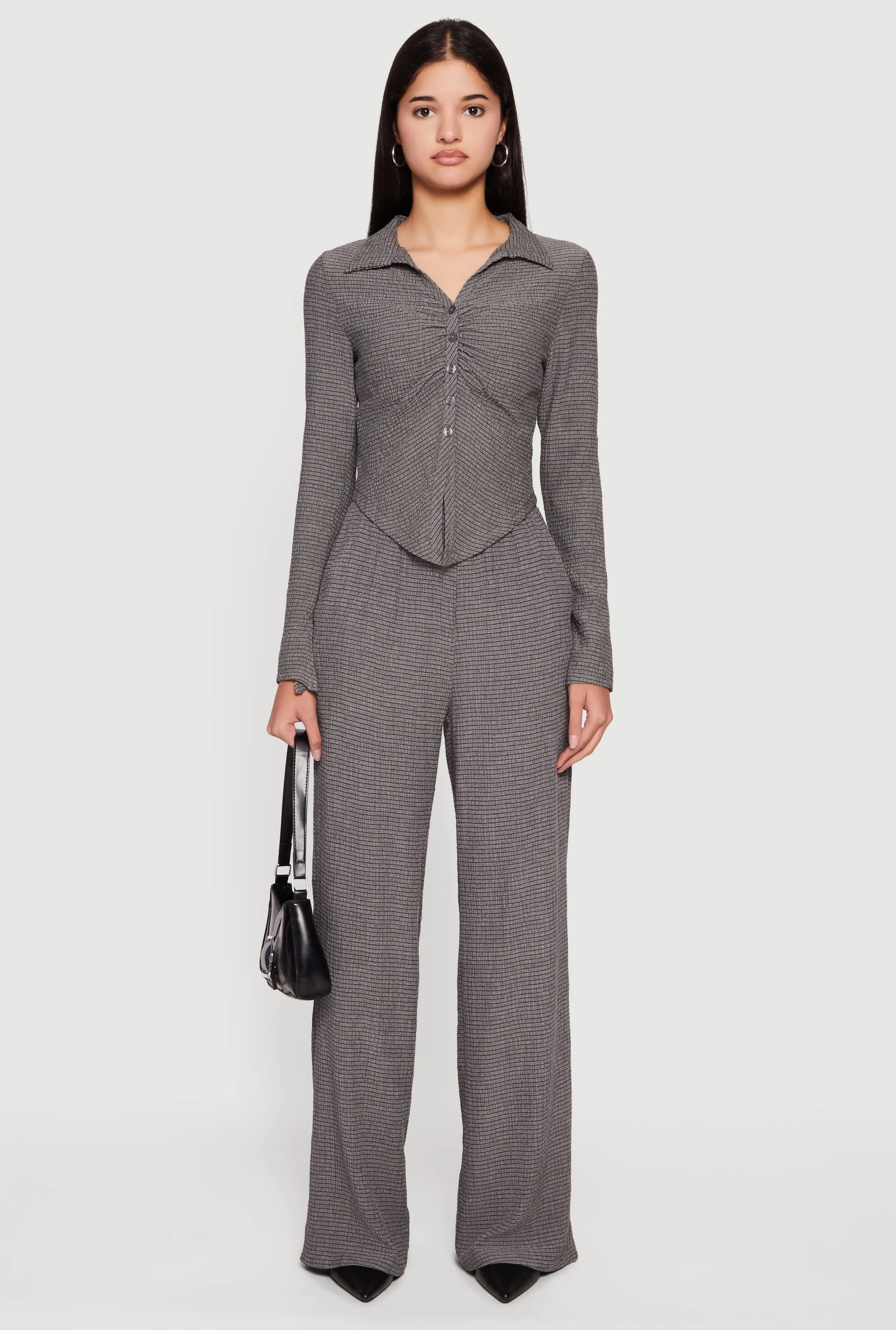 Long Sleeve Seersucker Button Front Shirt sold by Rainbow product image thumbnail 2