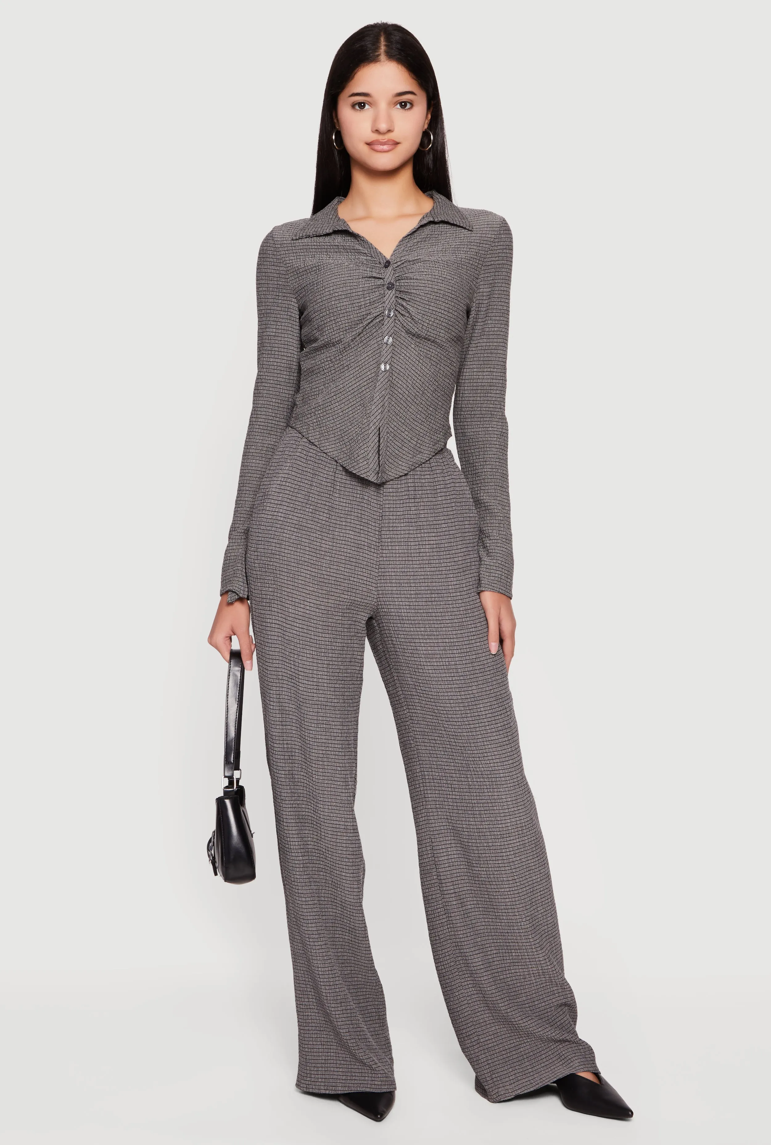 Long Sleeve Seersucker Button Front Shirt sold by Rainbow product image thumbnail 3