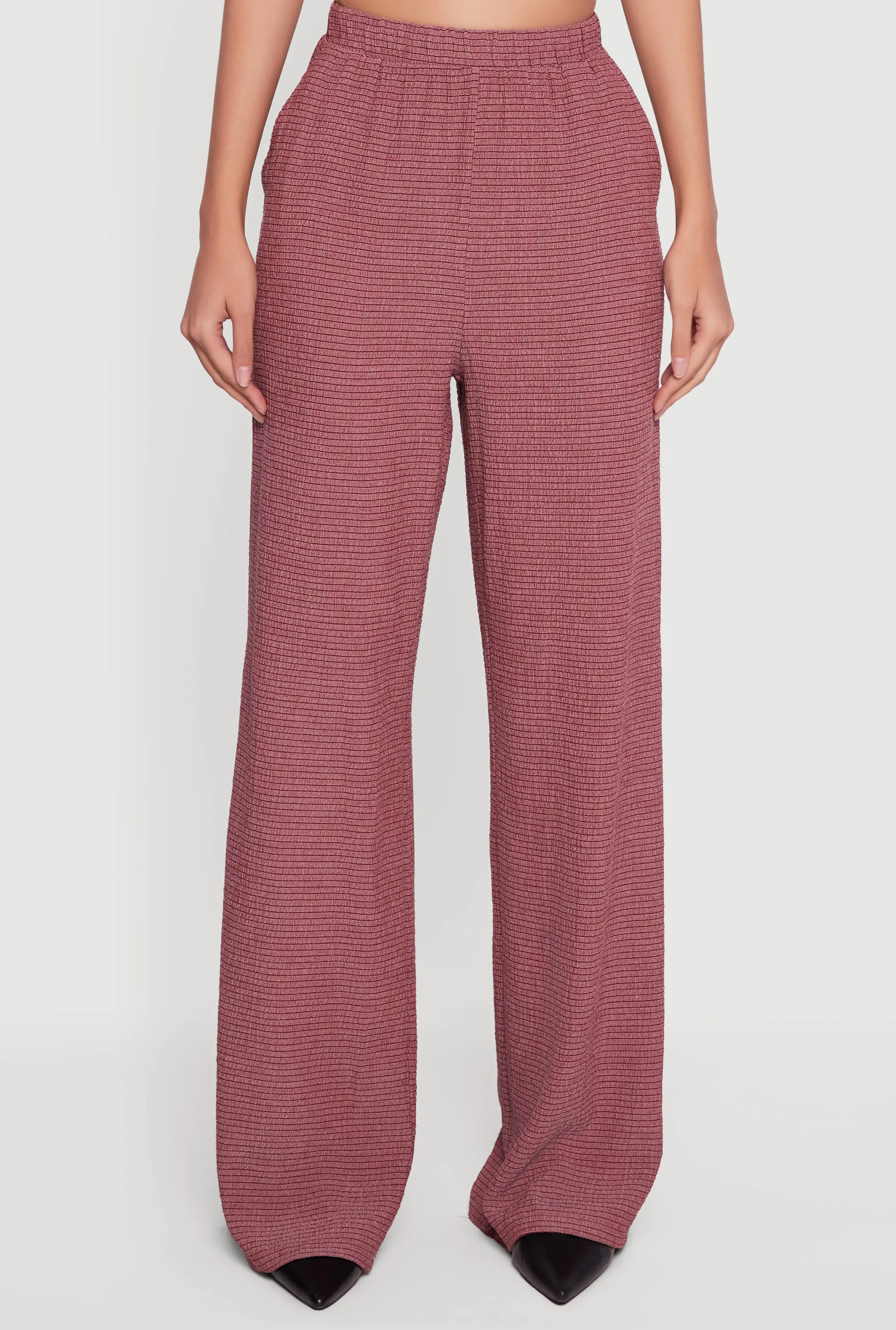 Seersucker High Waisted Pull On Straight Leg Pants sold by Rainbow product image thumbnail 4