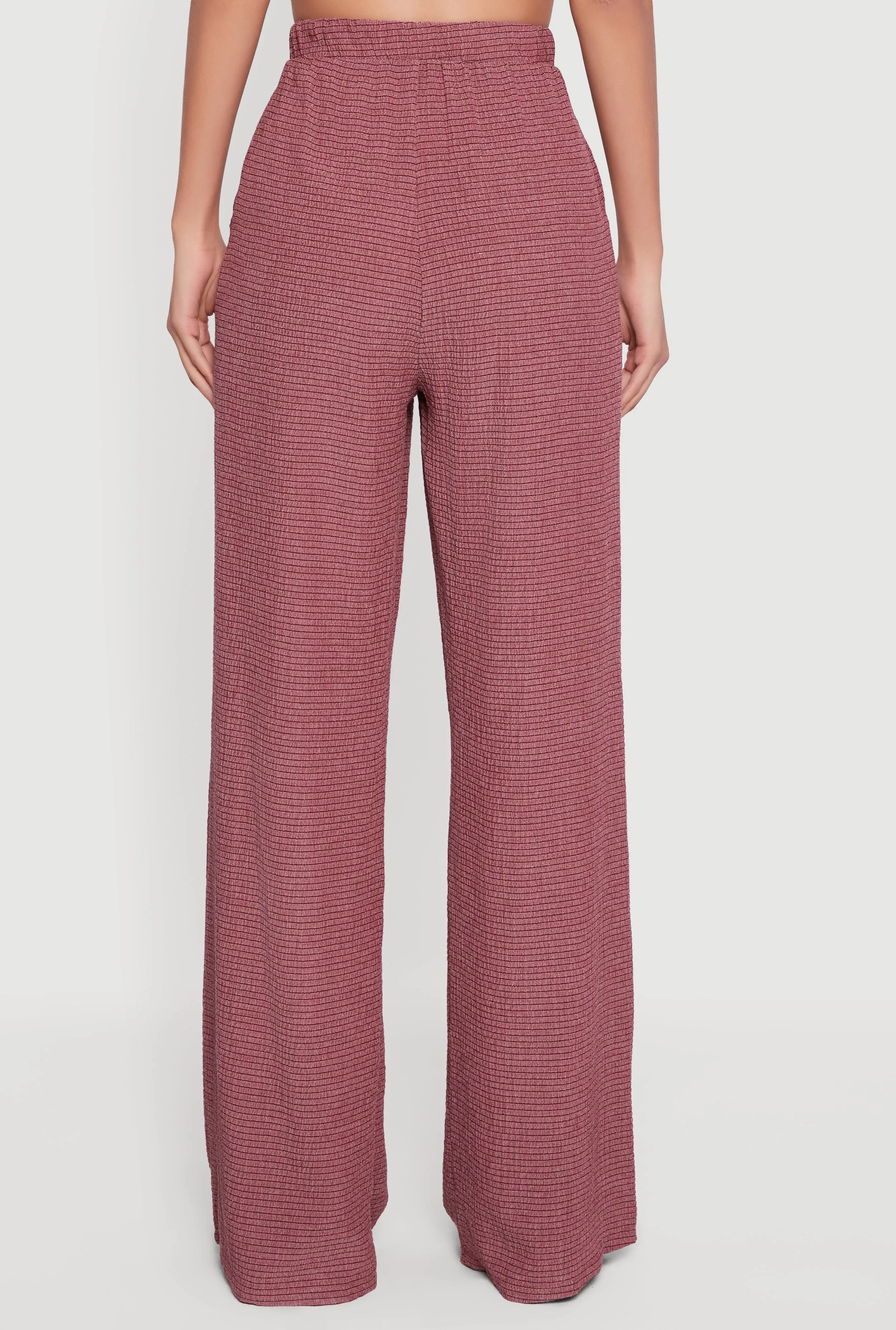 Seersucker High Waisted Pull On Straight Leg Pants sold by Rainbow product image thumbnail 5