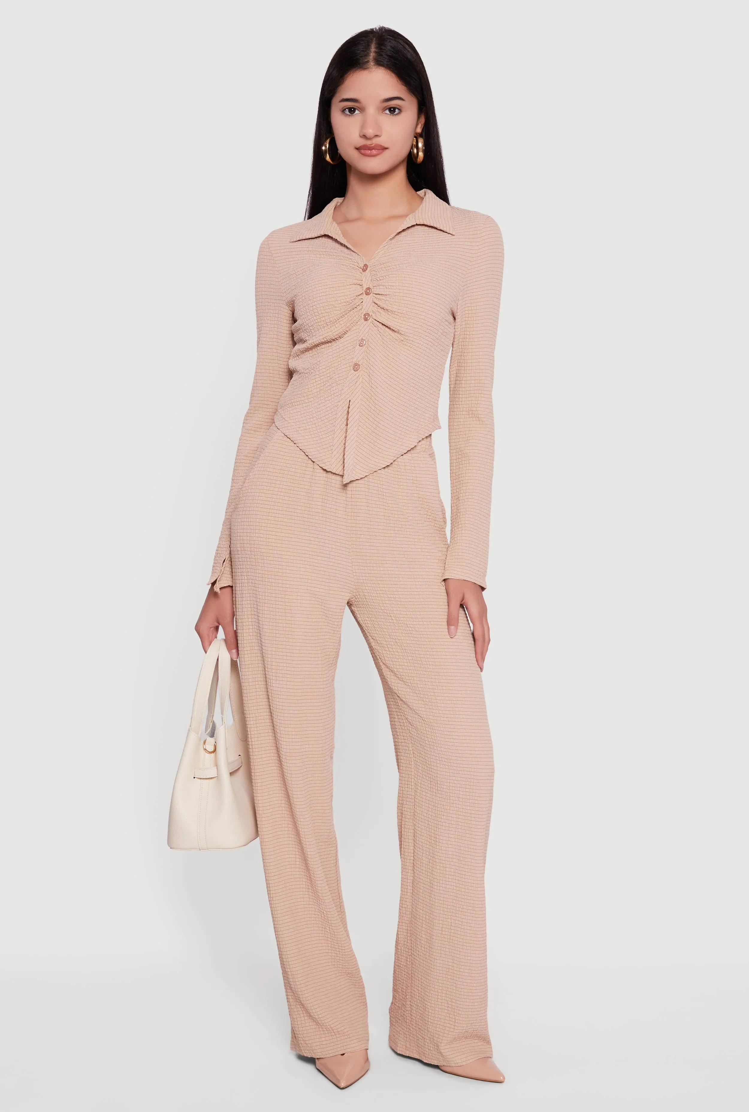 Long Sleeve Seersucker Button Front Shirt sold by Rainbow product image thumbnail 2