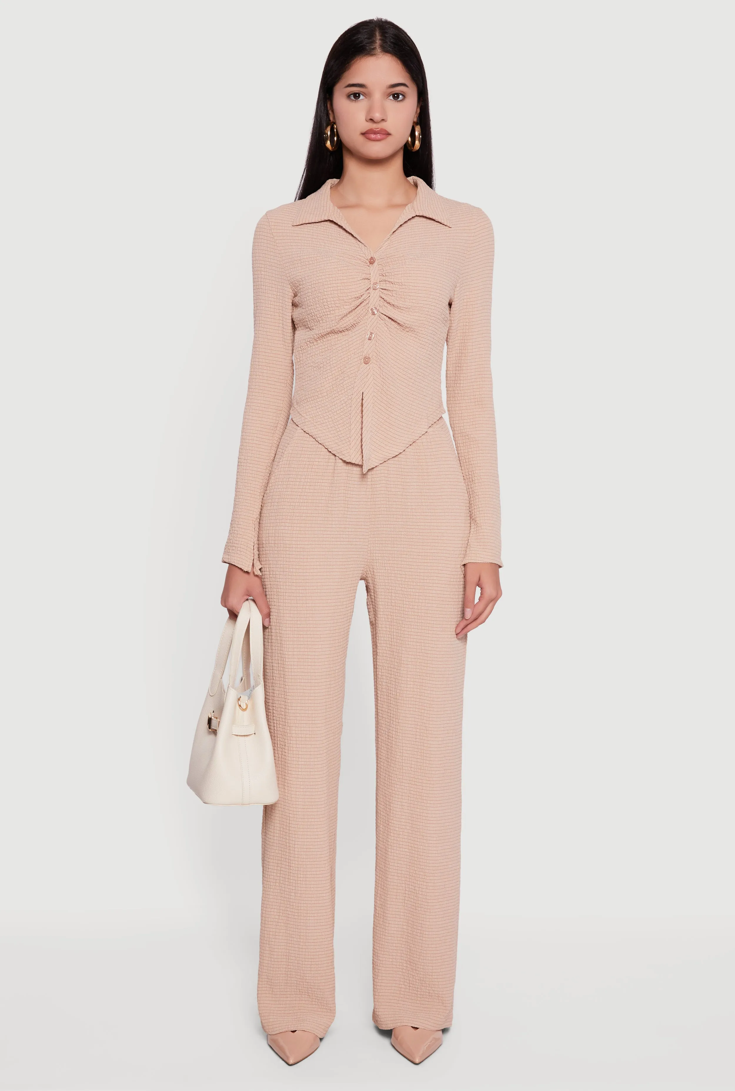 Long Sleeve Seersucker Button Front Shirt sold by Rainbow product image thumbnail 3