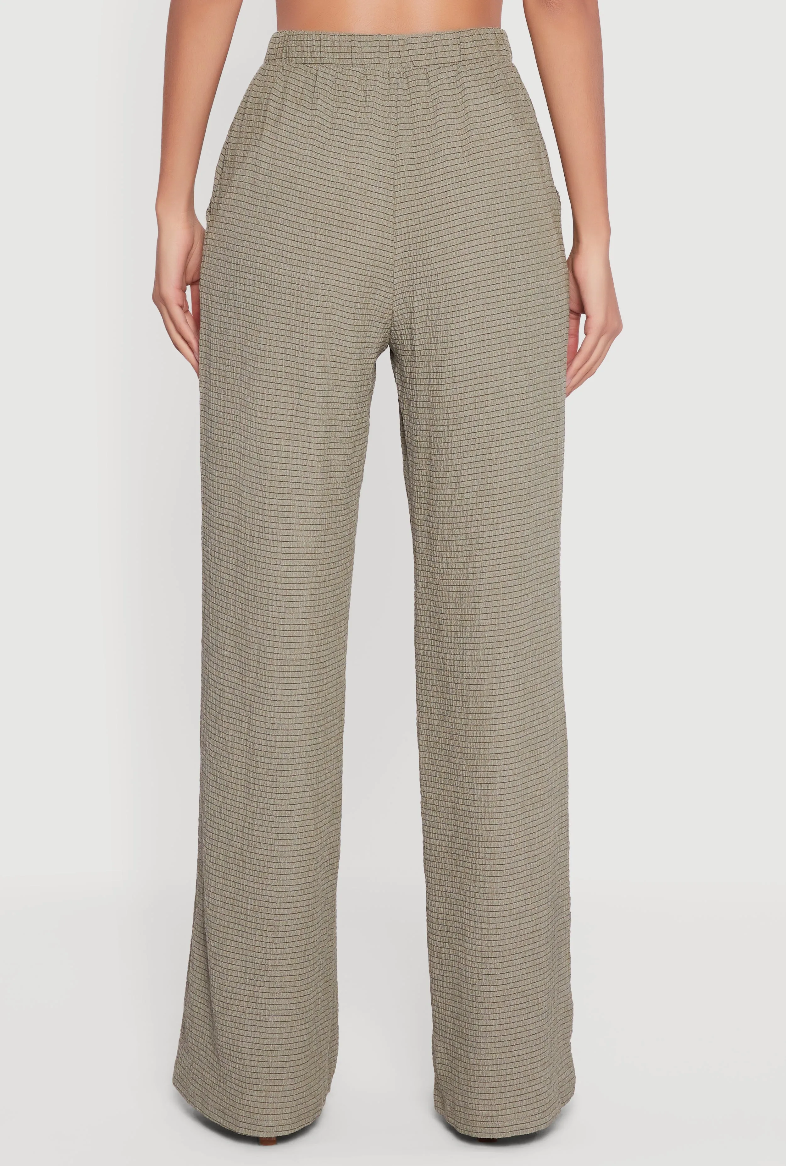 Seersucker High Waisted Pull On Straight Leg Pants sold by Rainbow product image thumbnail 5