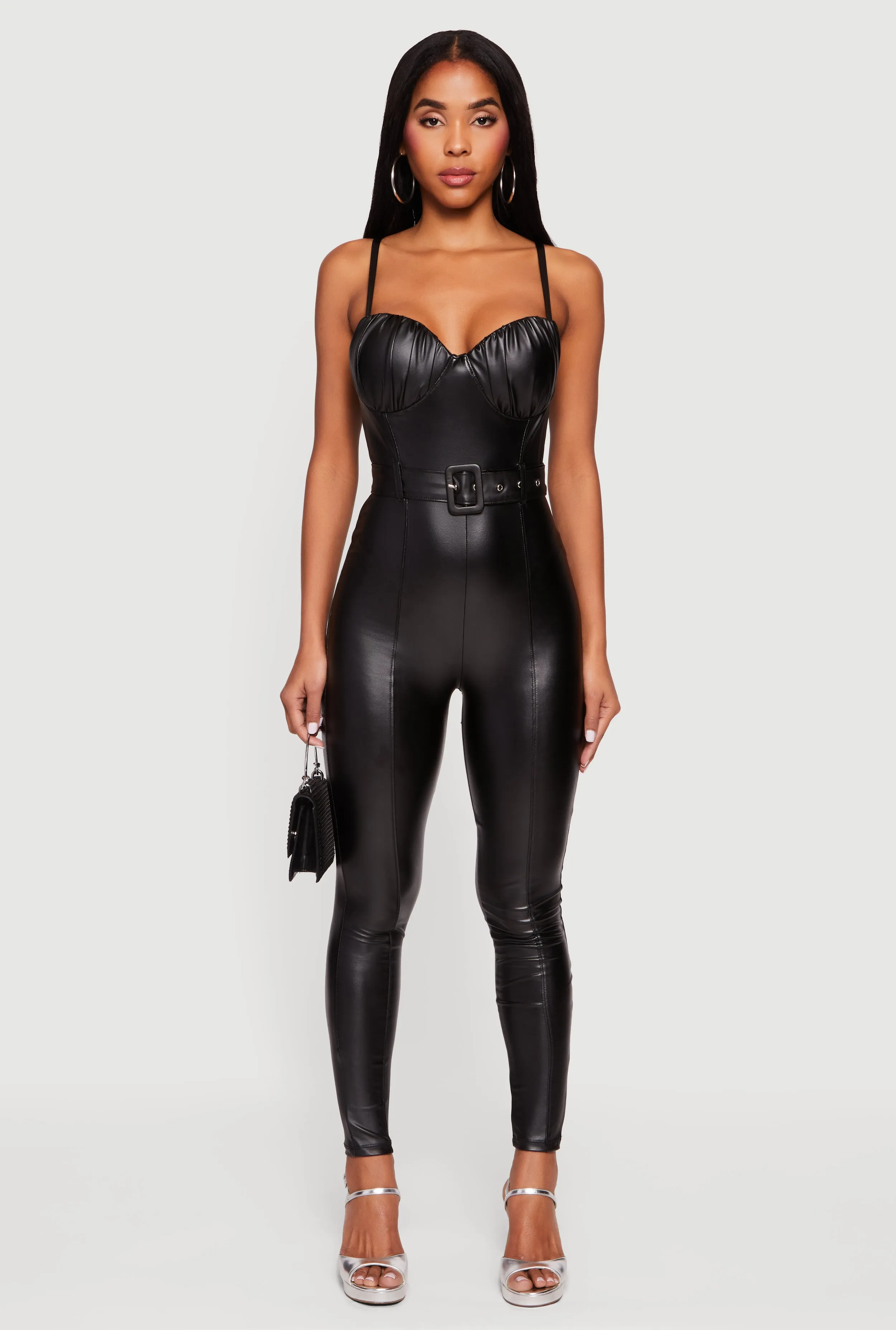 Faux Leather Belted Bustier Jumpsuit sold by Rainbow product image thumbnail 2