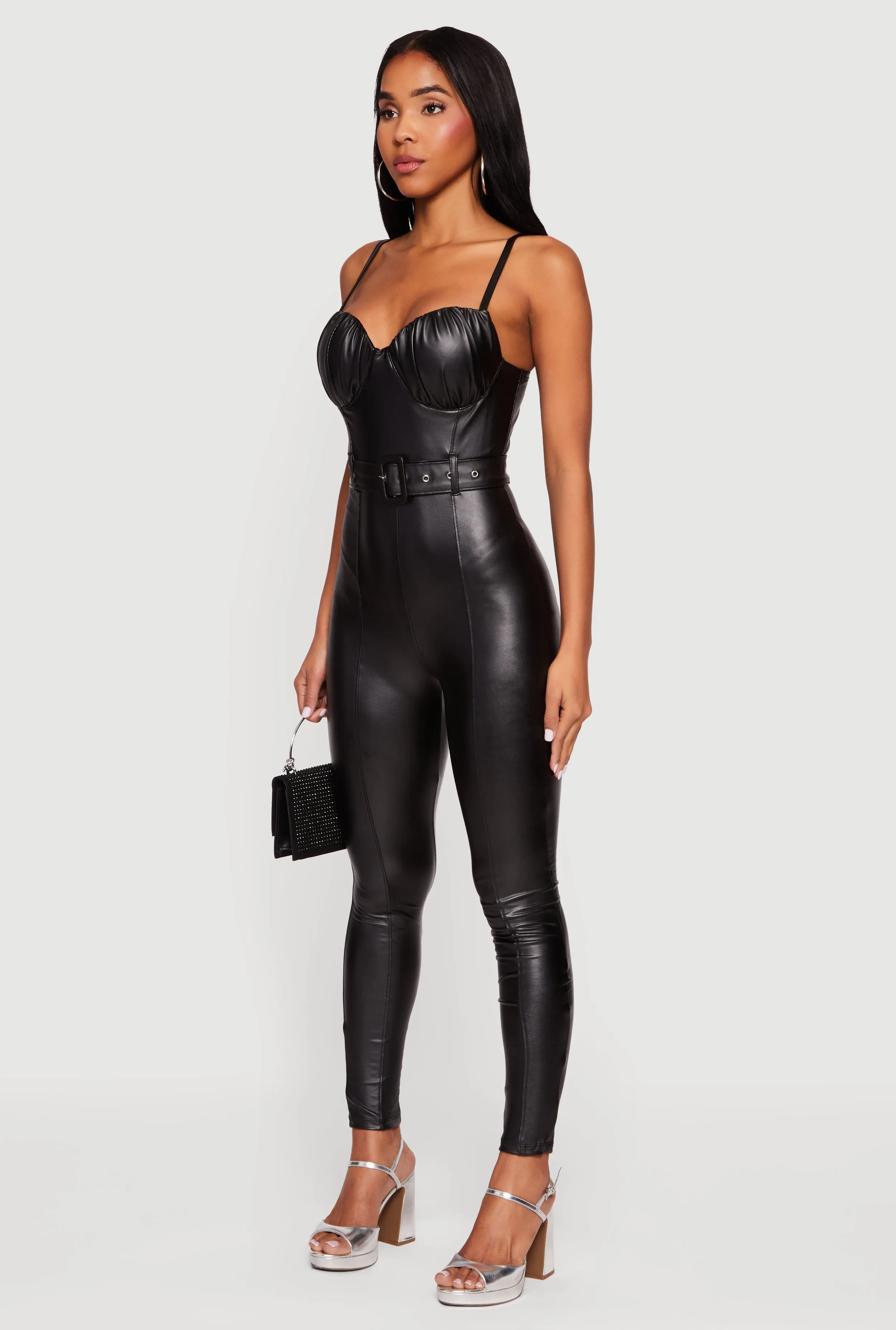 Faux Leather Belted Bustier Jumpsuit sold by Rainbow product image thumbnail 3