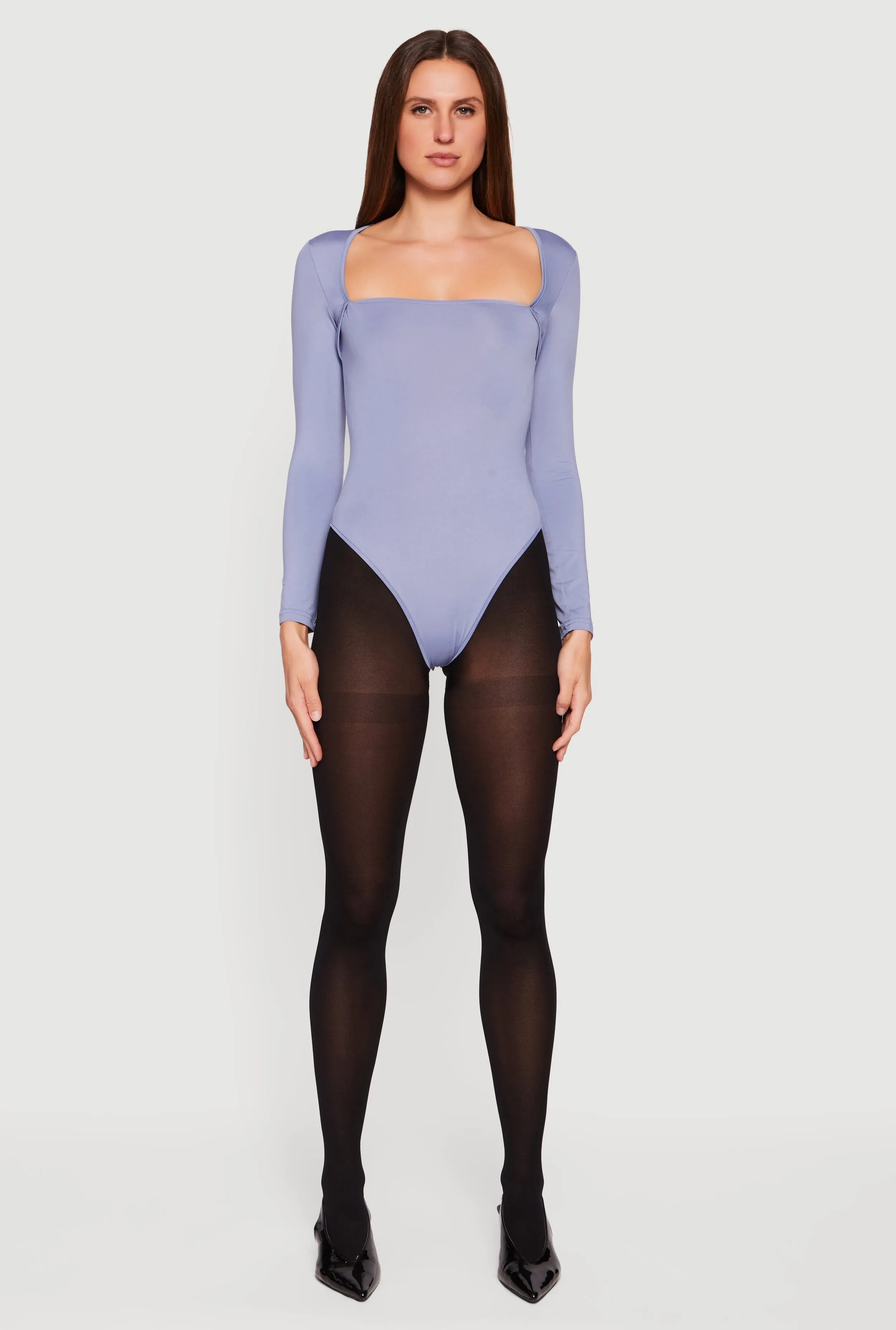 Solid Long Sleeve Square Neck Bodysuit sold by Rainbow product image thumbnail 3