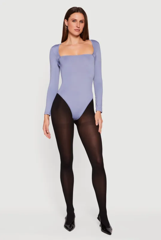 Solid Long Sleeve Square Neck Bodysuit sold by Rainbow