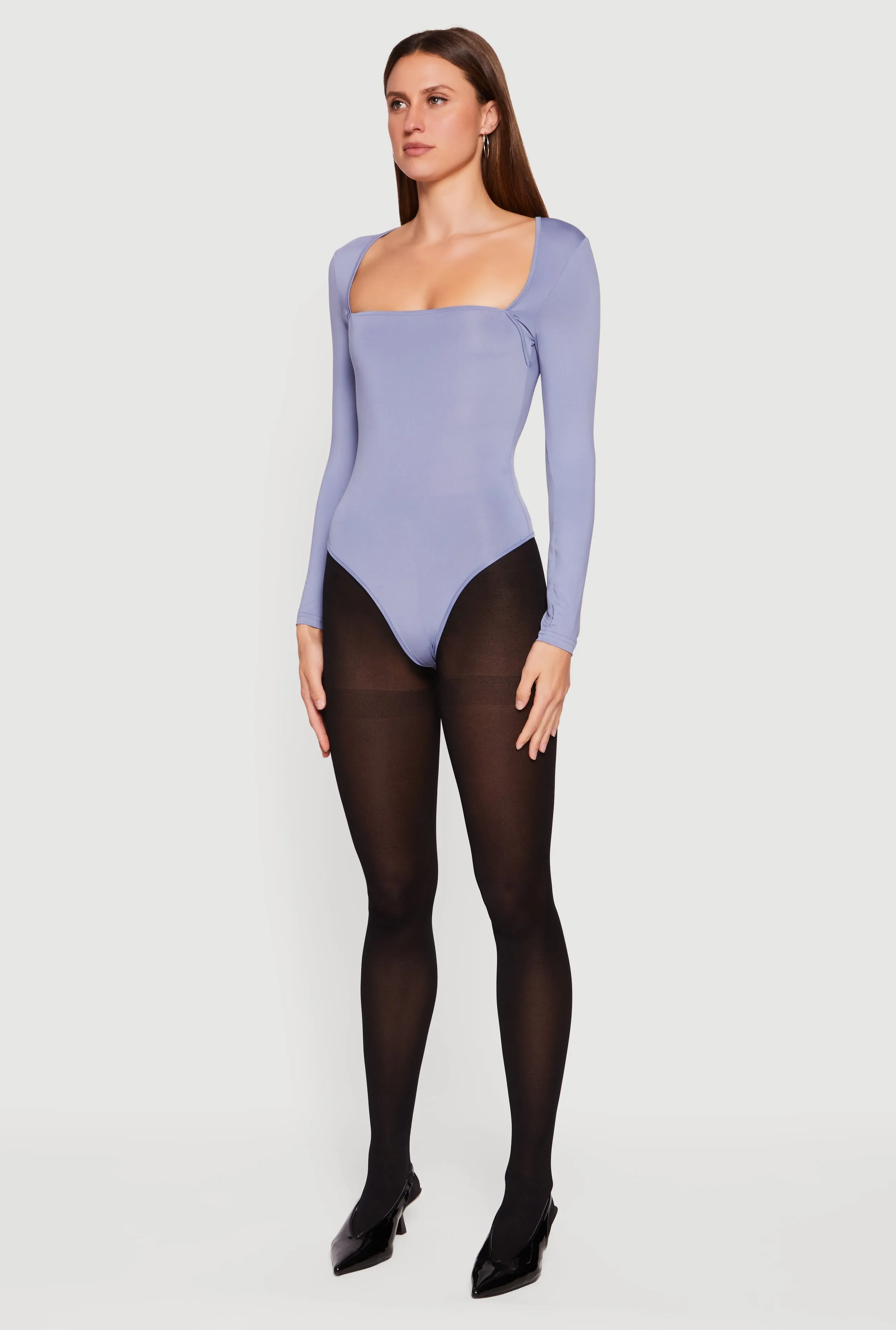 Solid Long Sleeve Square Neck Bodysuit sold by Rainbow product image thumbnail 5