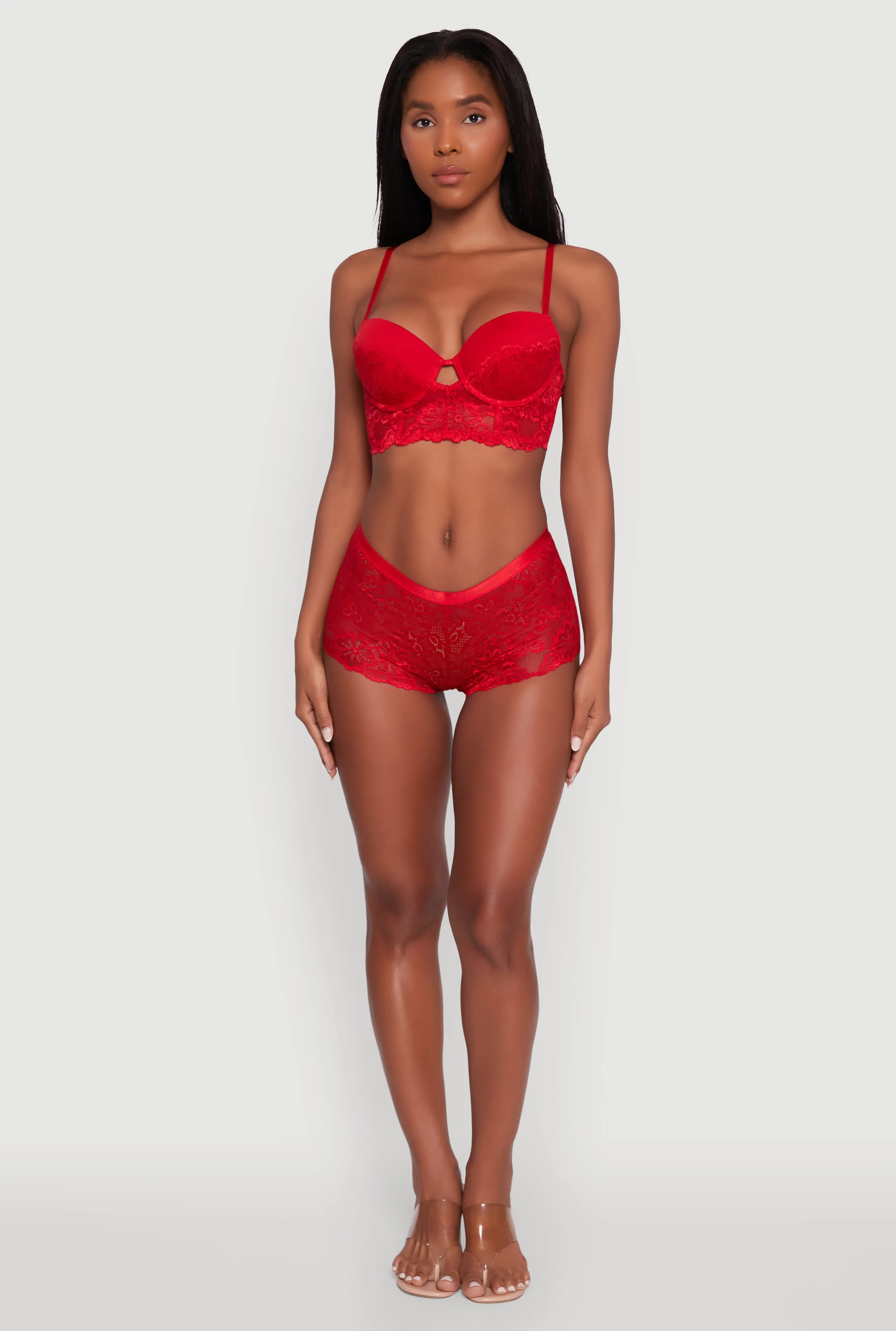 Floral Lace Keyhole Longline Plunge Bra sold by Rainbow product image thumbnail 3