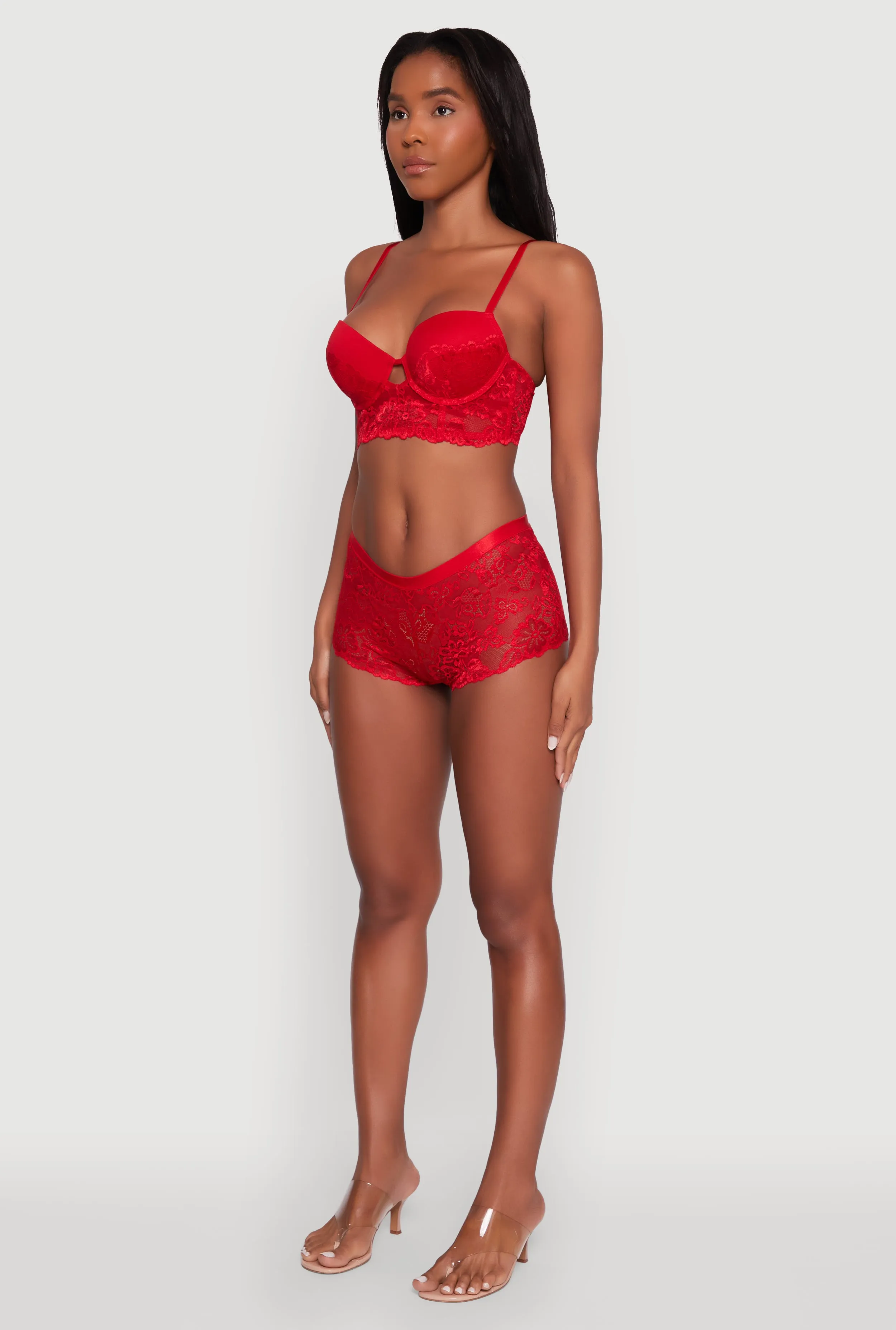 Floral Lace Keyhole Longline Plunge Bra sold by Rainbow product image thumbnail 5