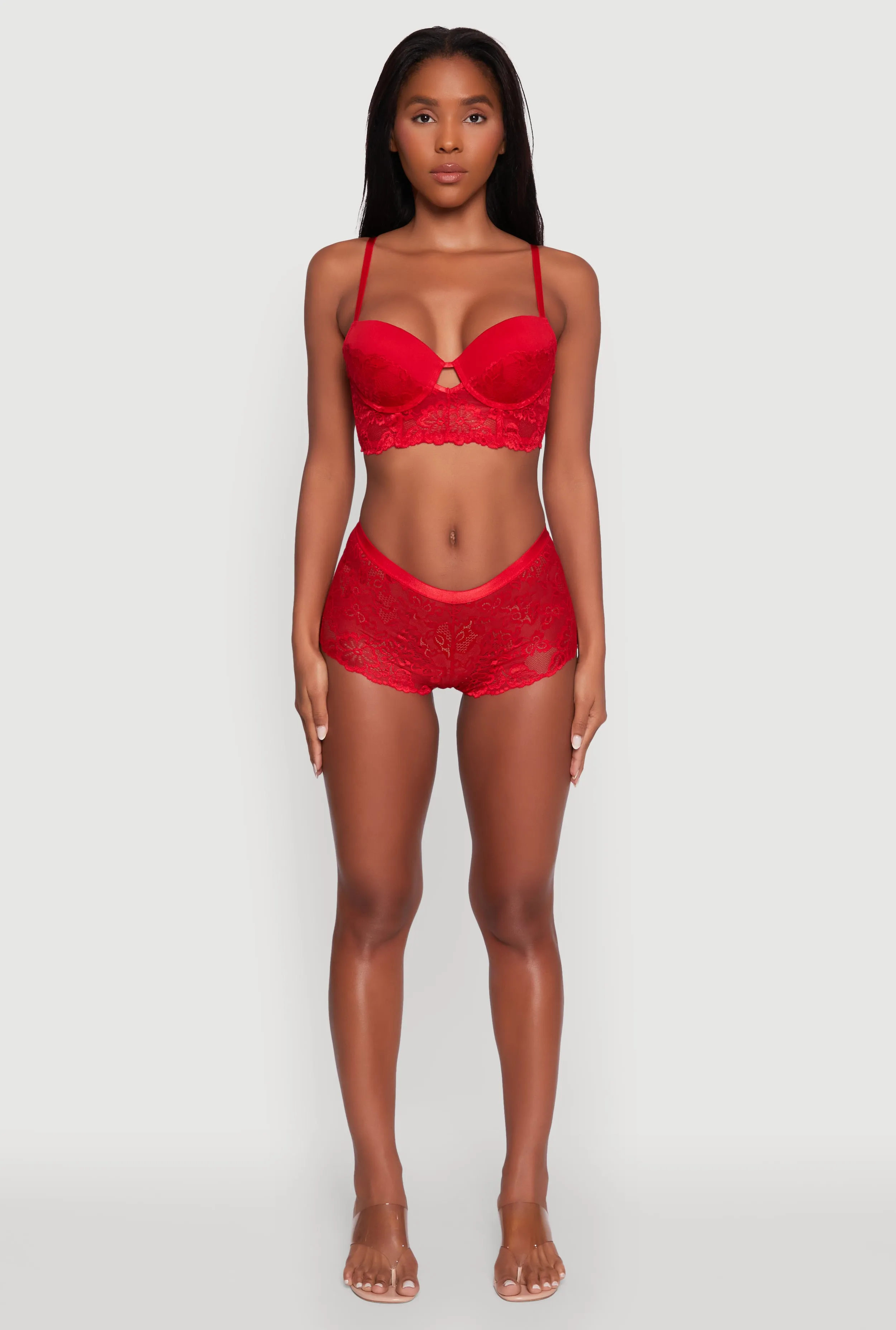 Floral Lace Keyhole Longline Plunge Bra sold by Rainbow product image thumbnail 2