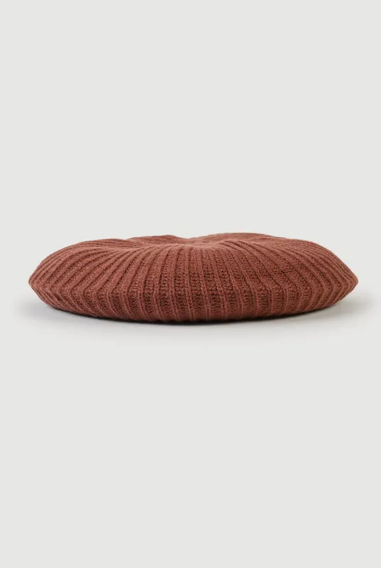 Solid Ribbed Knit Beret sold by Rainbow