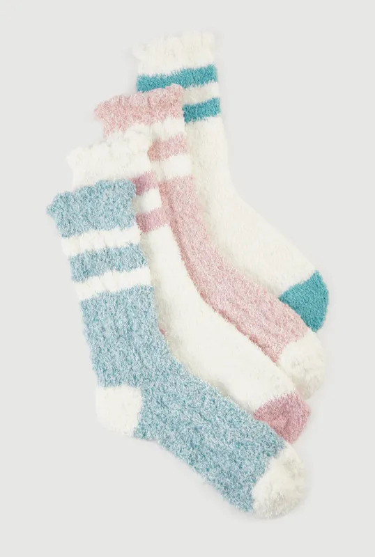 Striped Detail Cozy Crew Socks 4 Pack sold by Rainbow