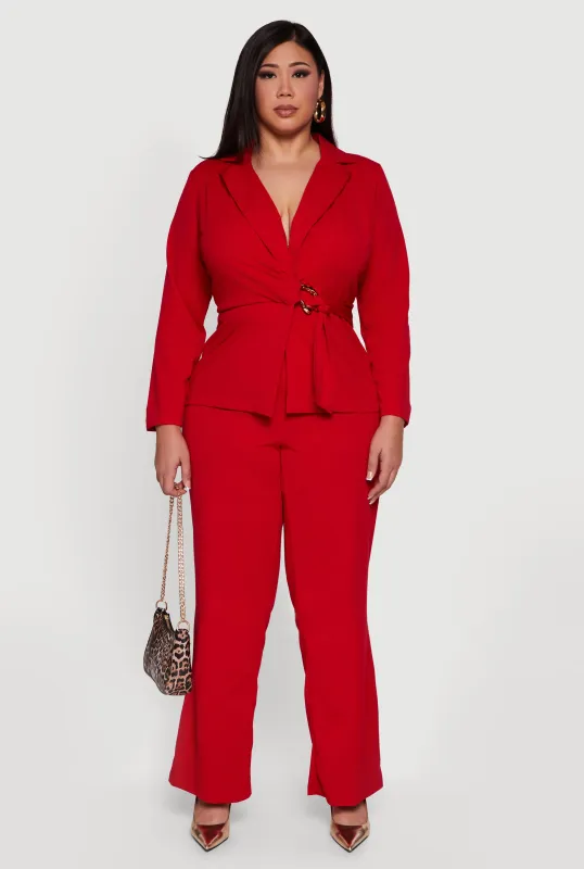 Plus Size High Waisted Crepe Knit Wide Leg Dress Pants sold by Rainbow