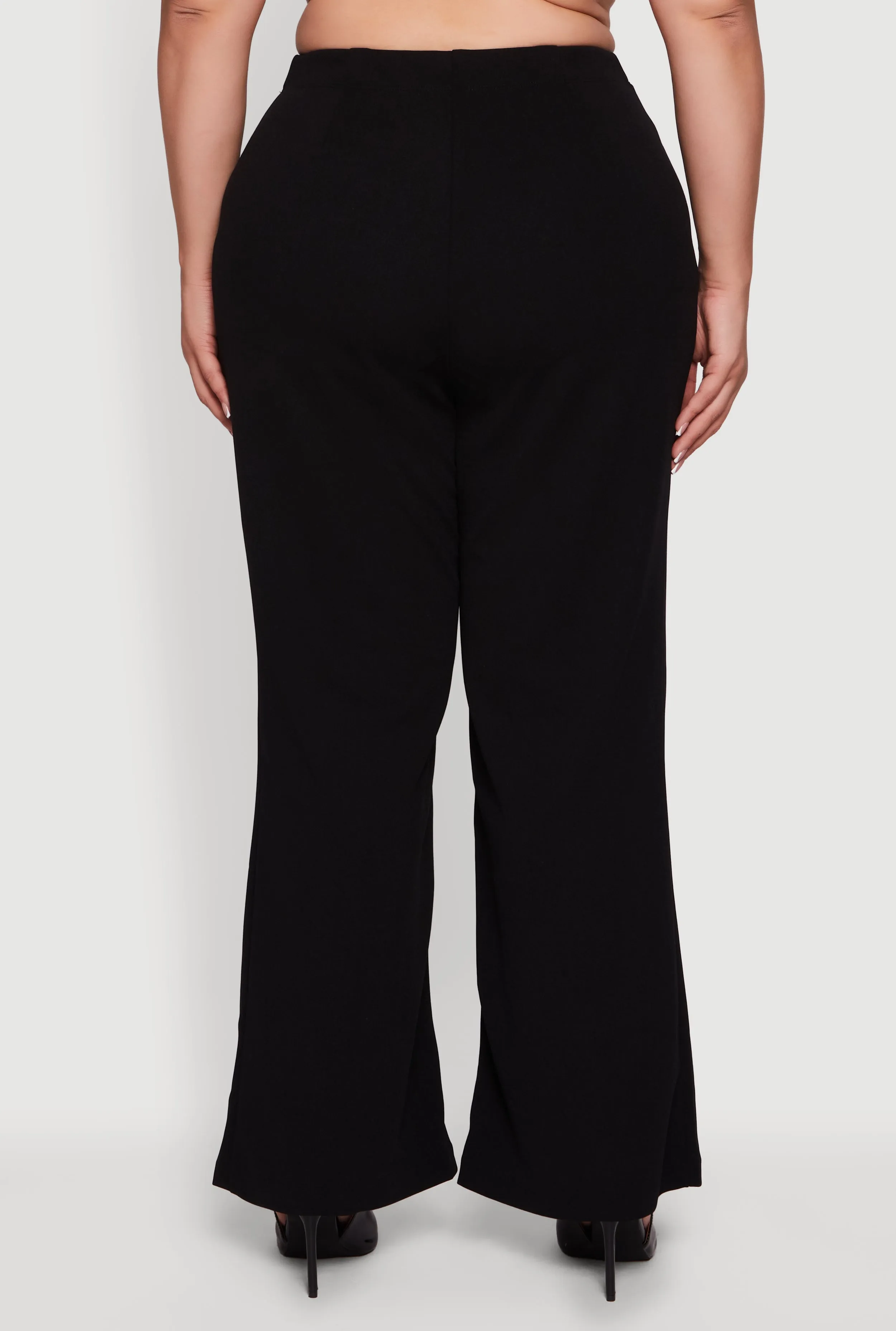 Plus Size High Waisted Crepe Knit Wide Leg Dress Pants sold by Rainbow product image thumbnail 5