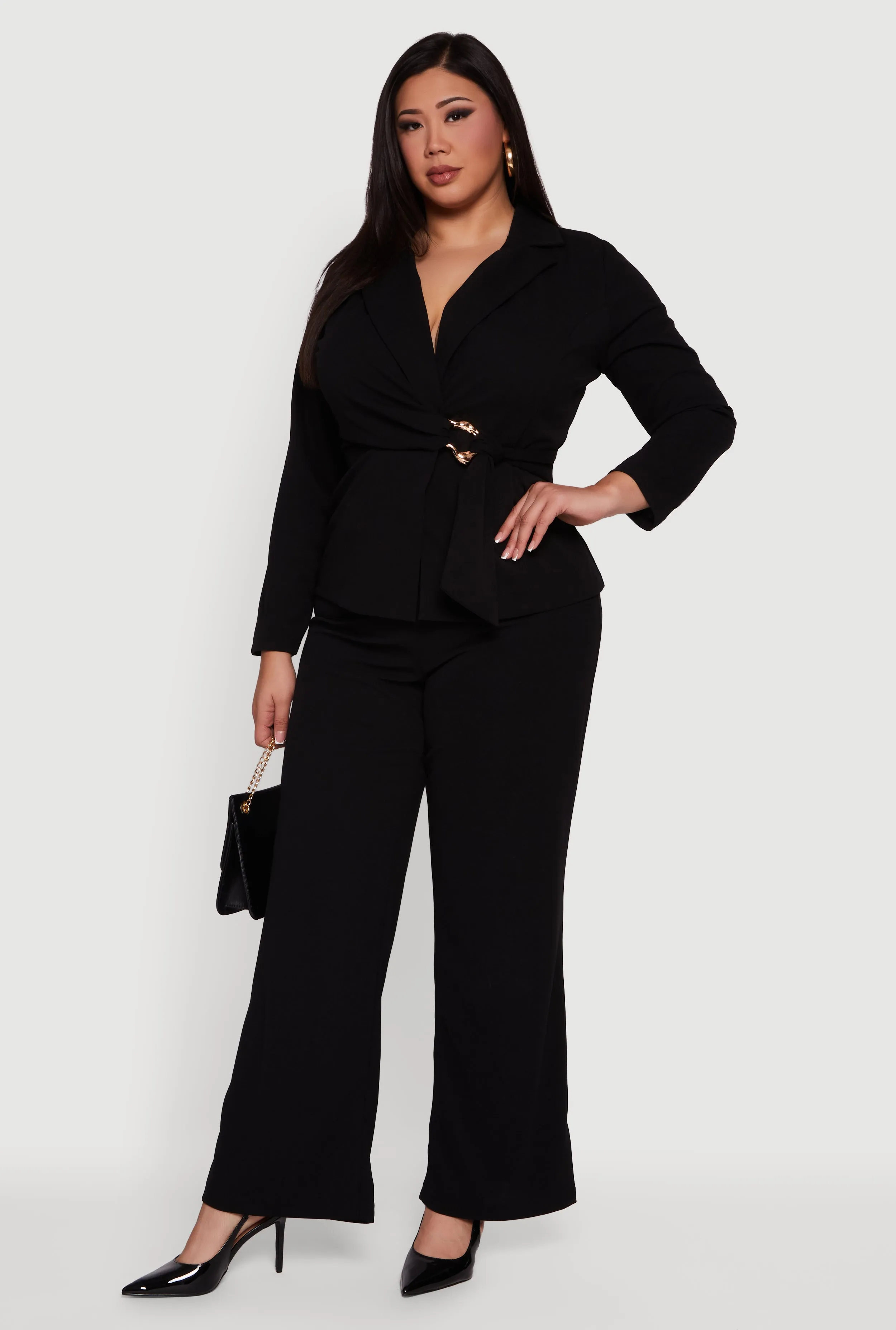 Plus Size High Waisted Crepe Knit Wide Leg Dress Pants sold by Rainbow product image thumbnail 2