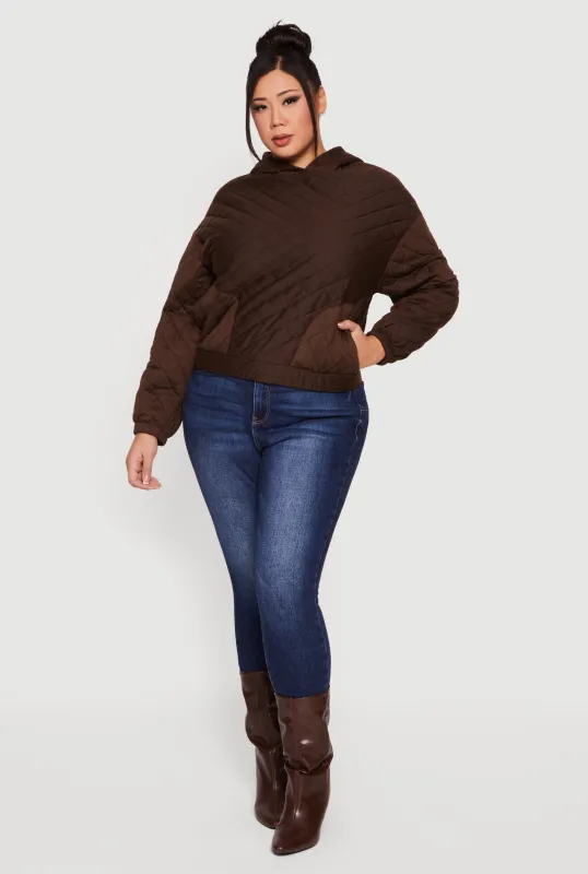 Plus Size Hooded Quilted Sweatshirt sold by Rainbow