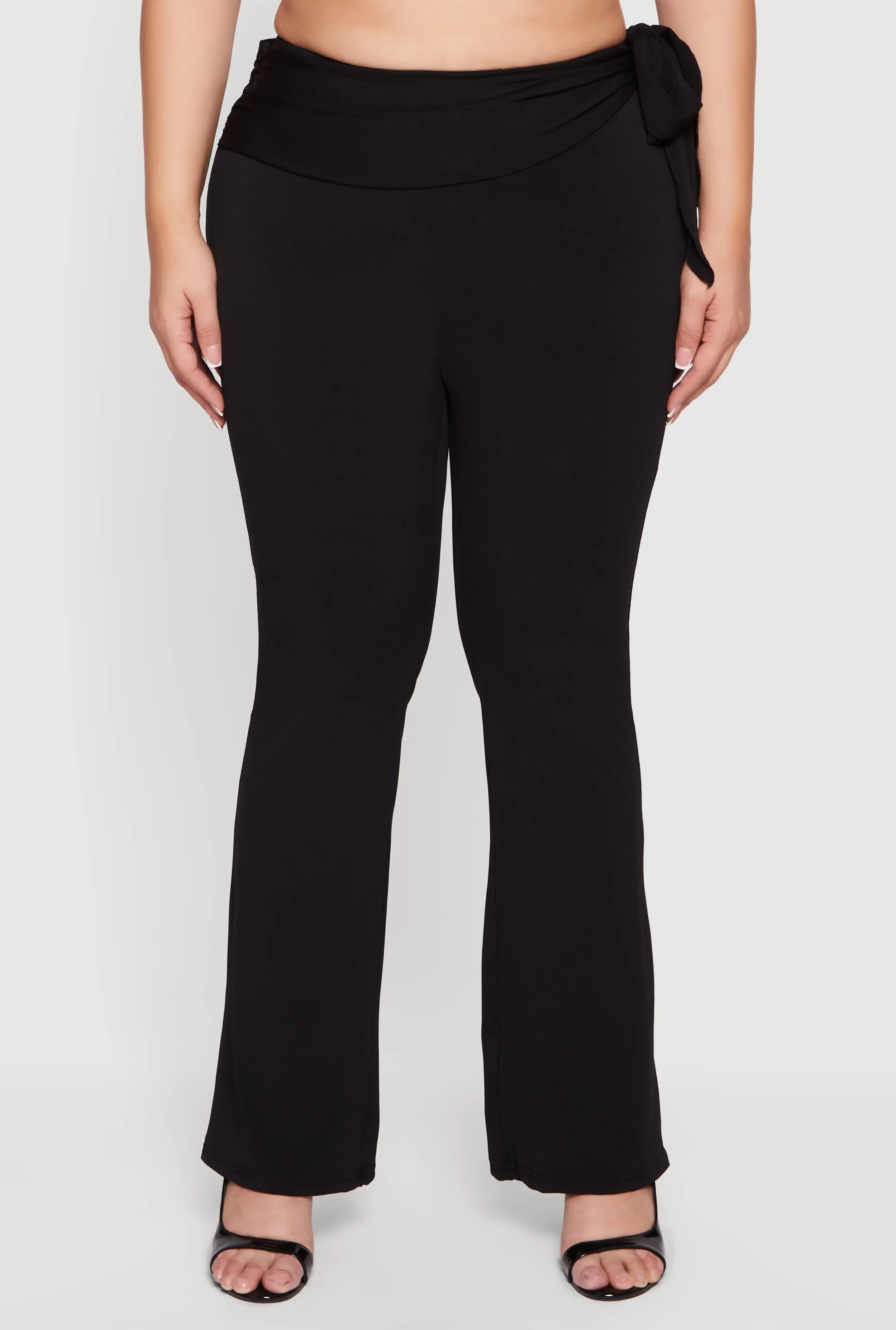 Plus Size High Waisted Flare Dress Pants with Side Tie sold by Rainbow product image thumbnail 5