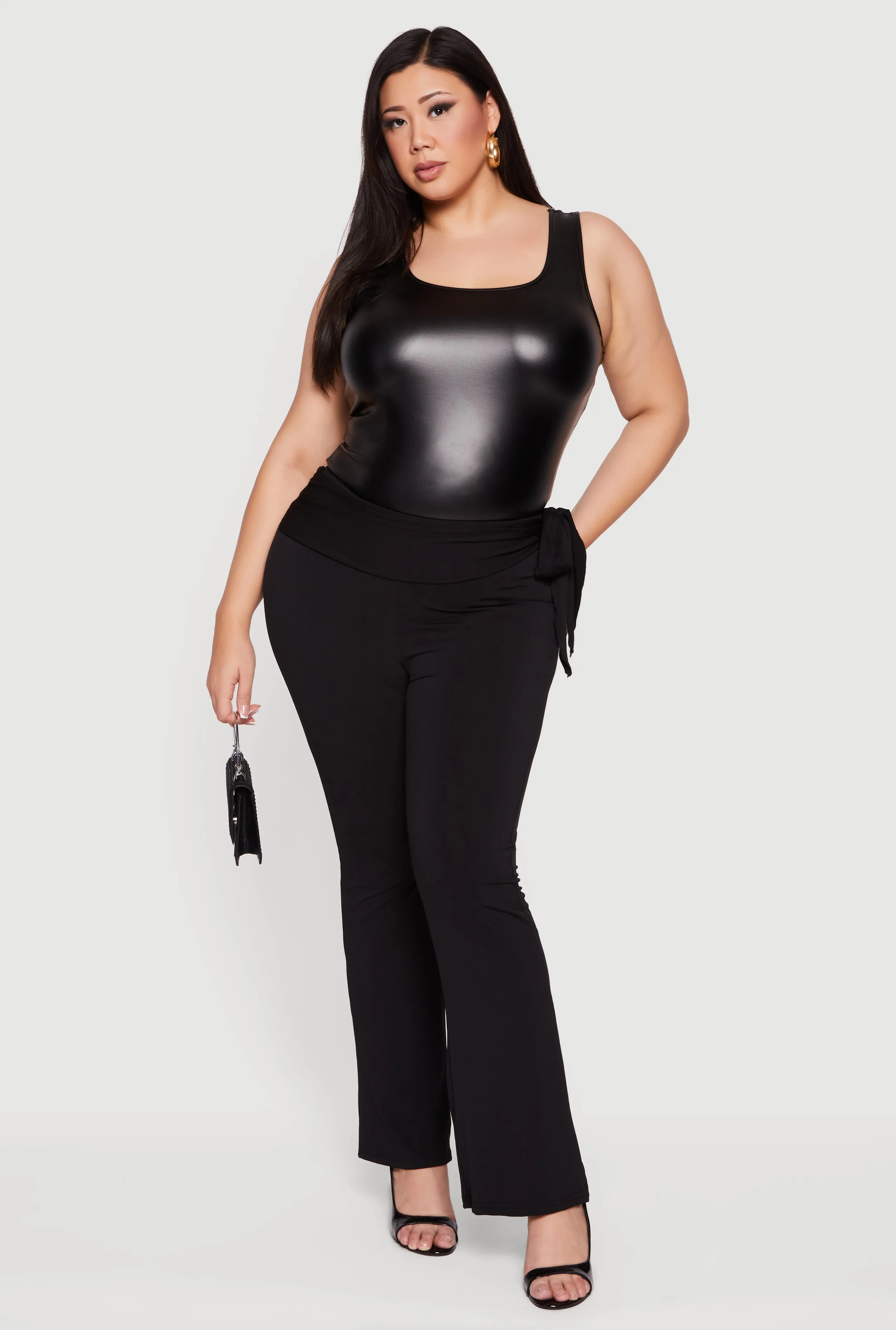 Plus Size High Waisted Flare Dress Pants with Side Tie sold by Rainbow product image thumbnail 2