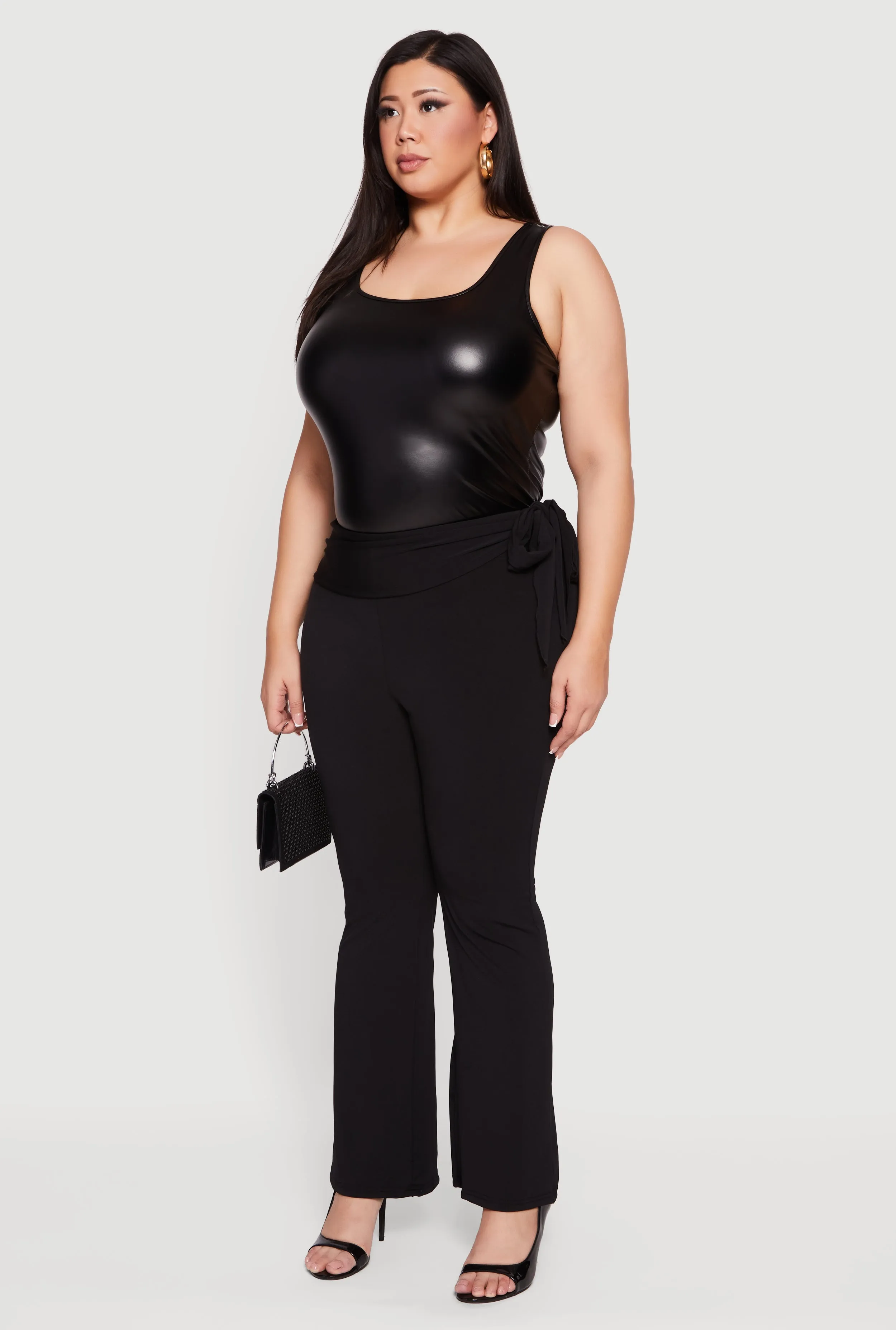 Plus Size High Waisted Flare Dress Pants with Side Tie sold by Rainbow product image thumbnail 3