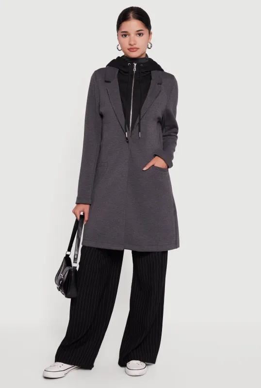 Hooded Layered Look Coat sold by Rainbow