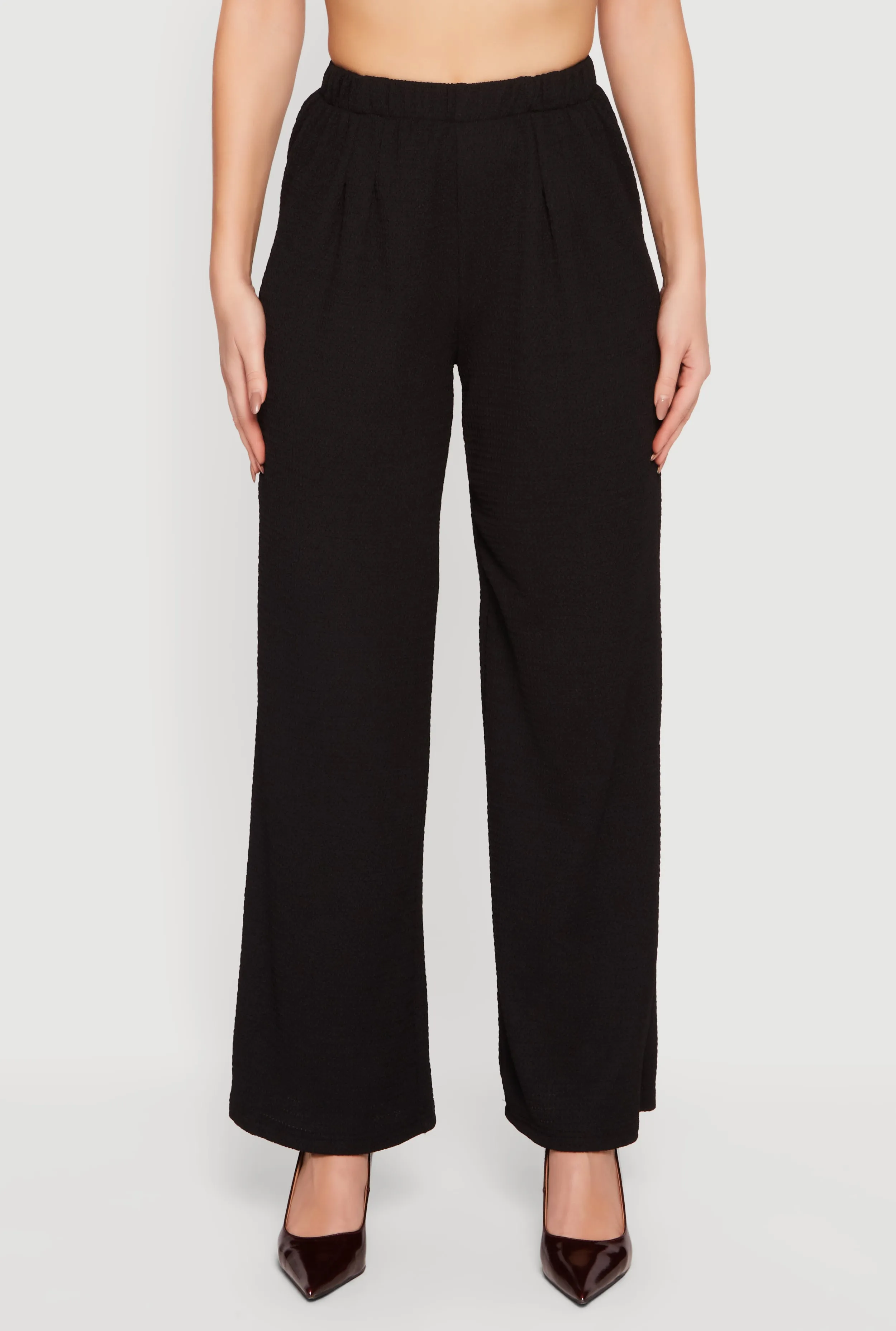 High Waisted Wide Leg Textured Knit Dress Pants sold by Rainbow product image thumbnail 3
