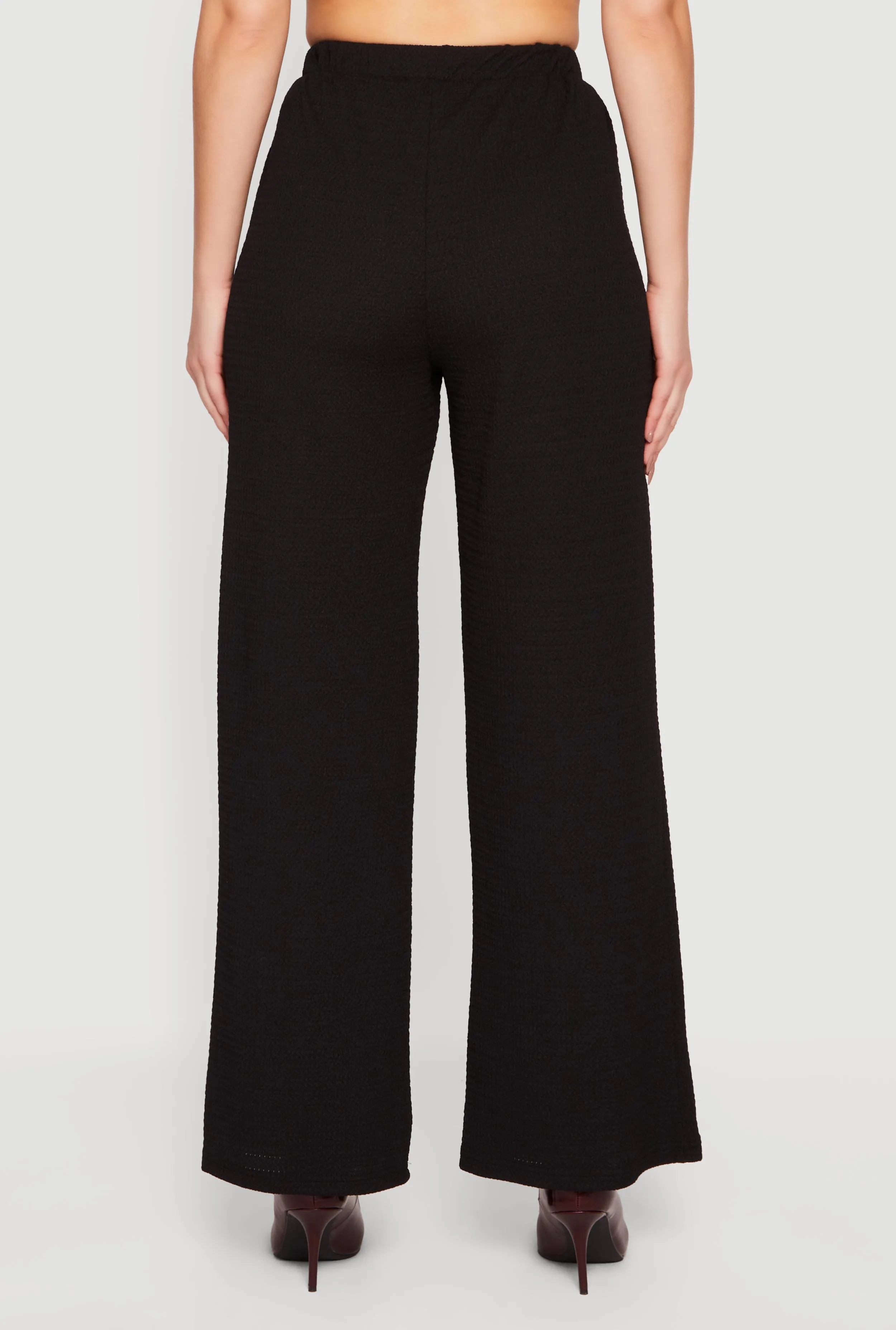 High Waisted Wide Leg Textured Knit Dress Pants sold by Rainbow product image thumbnail 5