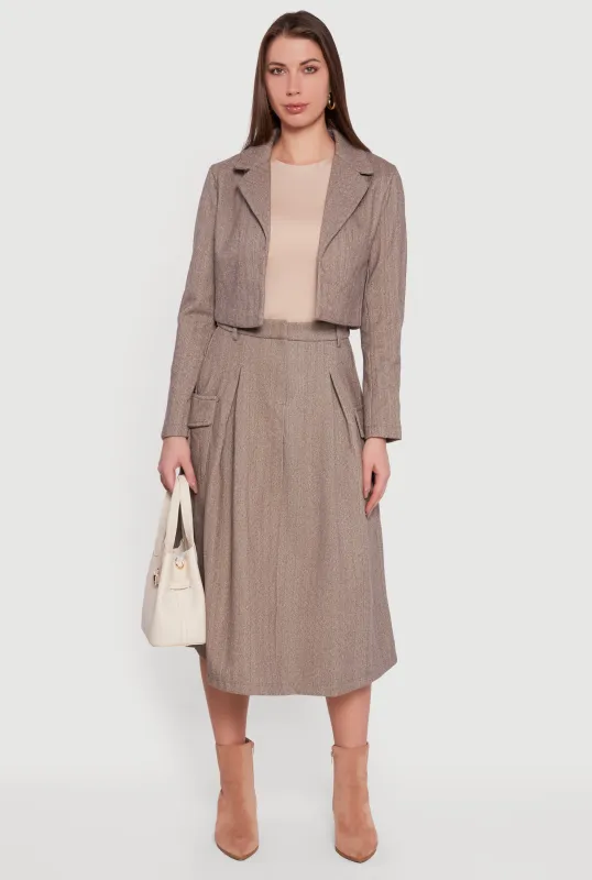 Herringbone Tweed Cargo Pocket Pleated Skirt sold by Rainbow