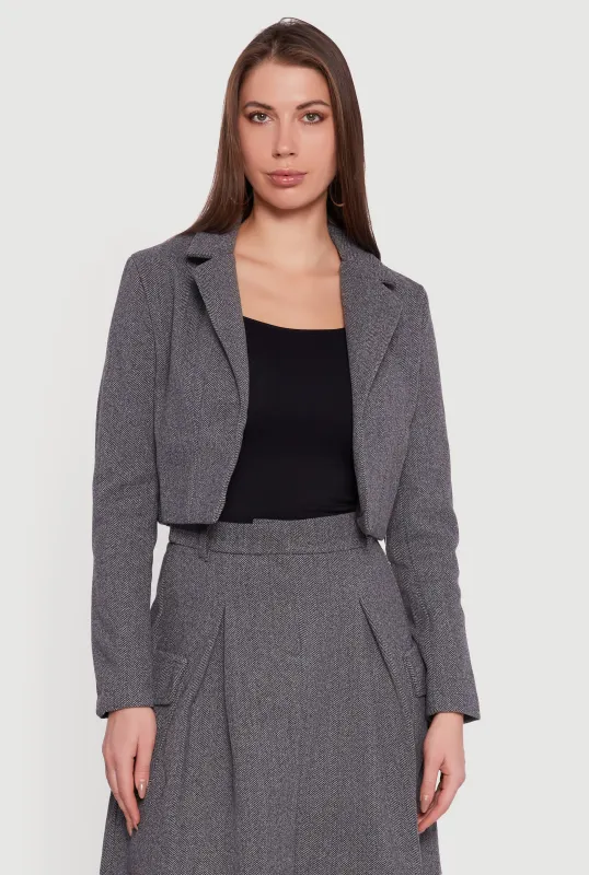 Cropped Open Front Herringbone Blazer sold by Rainbow
