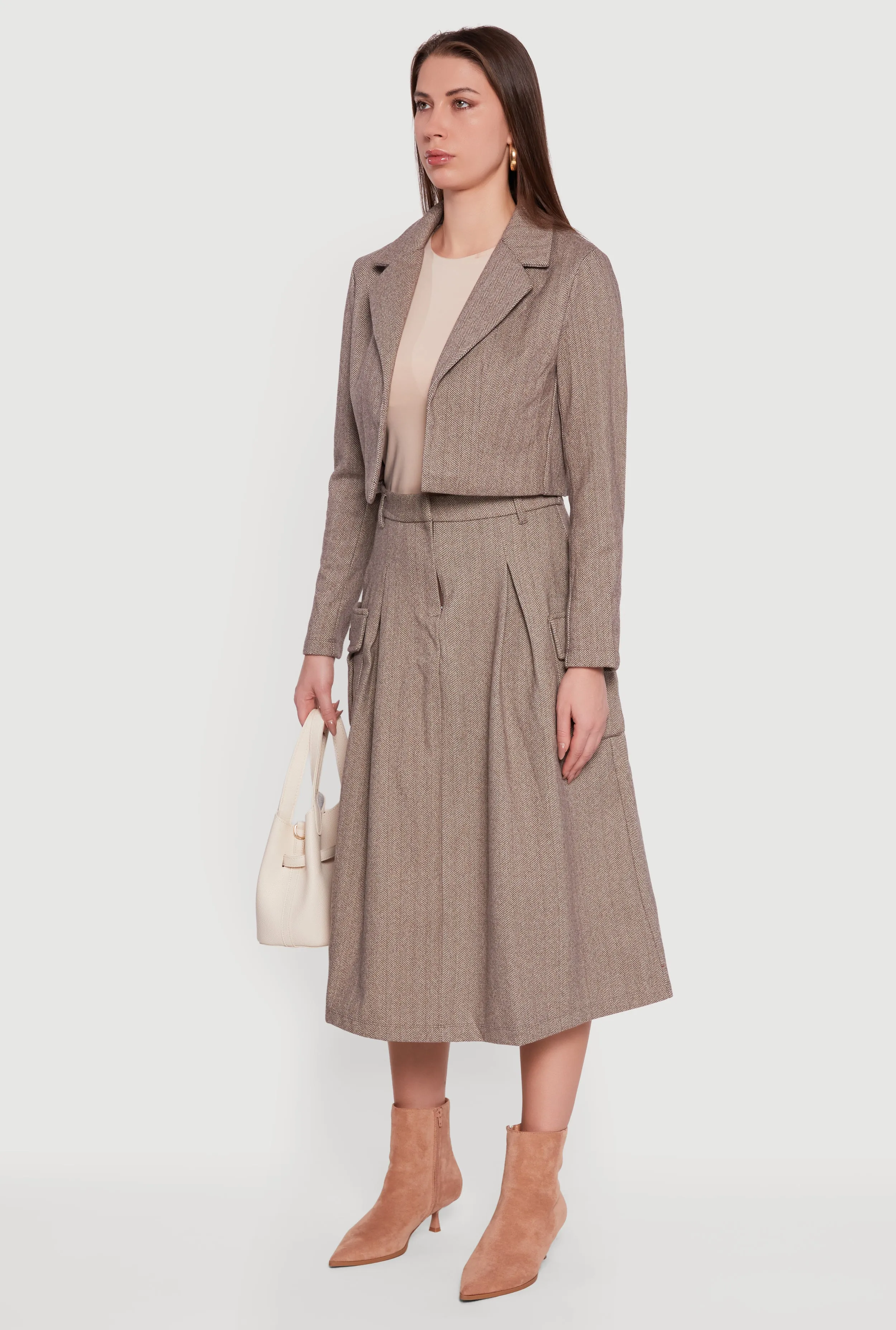 Cropped Open Front Herringbone Blazer sold by Rainbow product image thumbnail 5