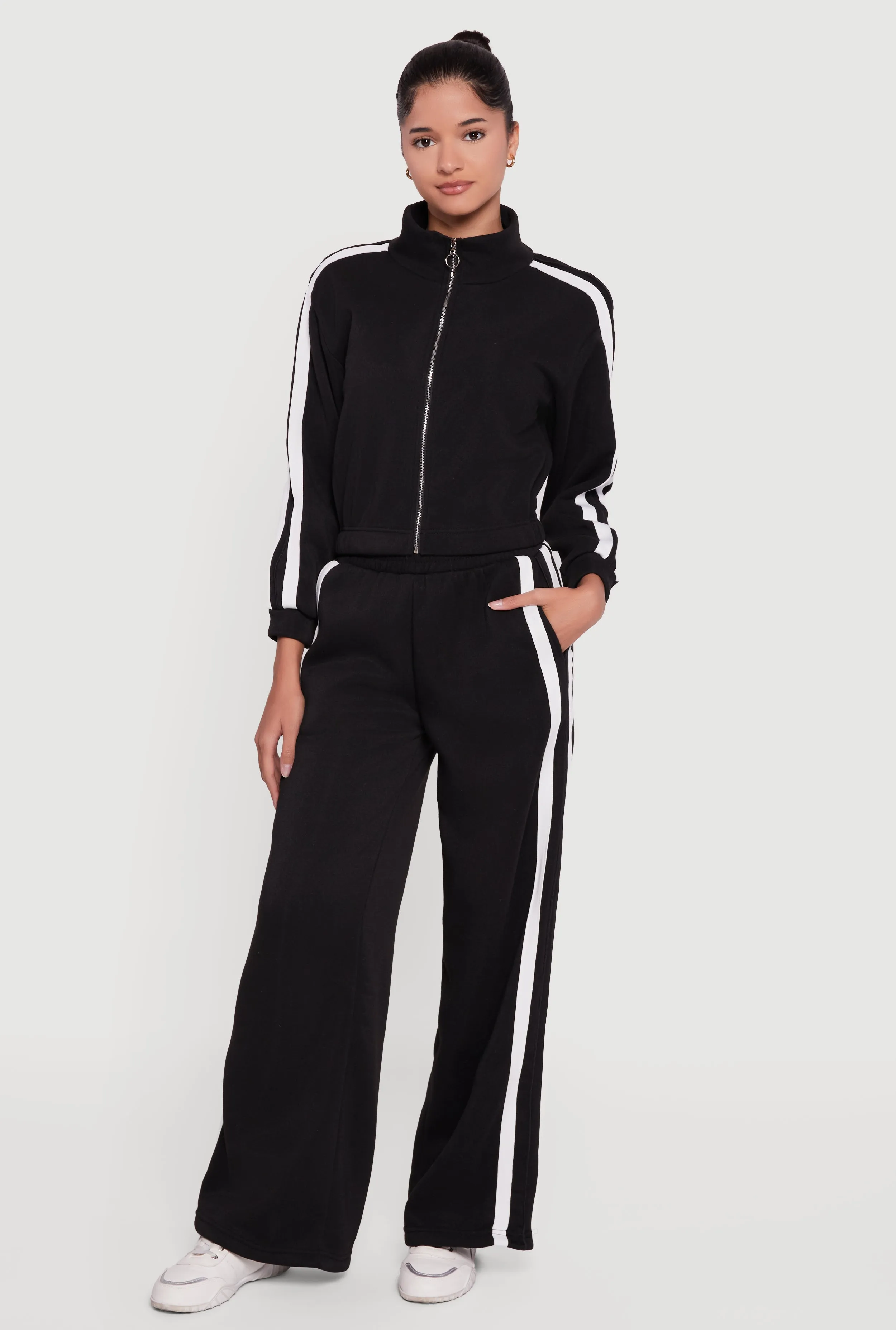 Contrast Trim Fleece Lined Wide Leg Pants sold by Rainbow product image thumbnail 2