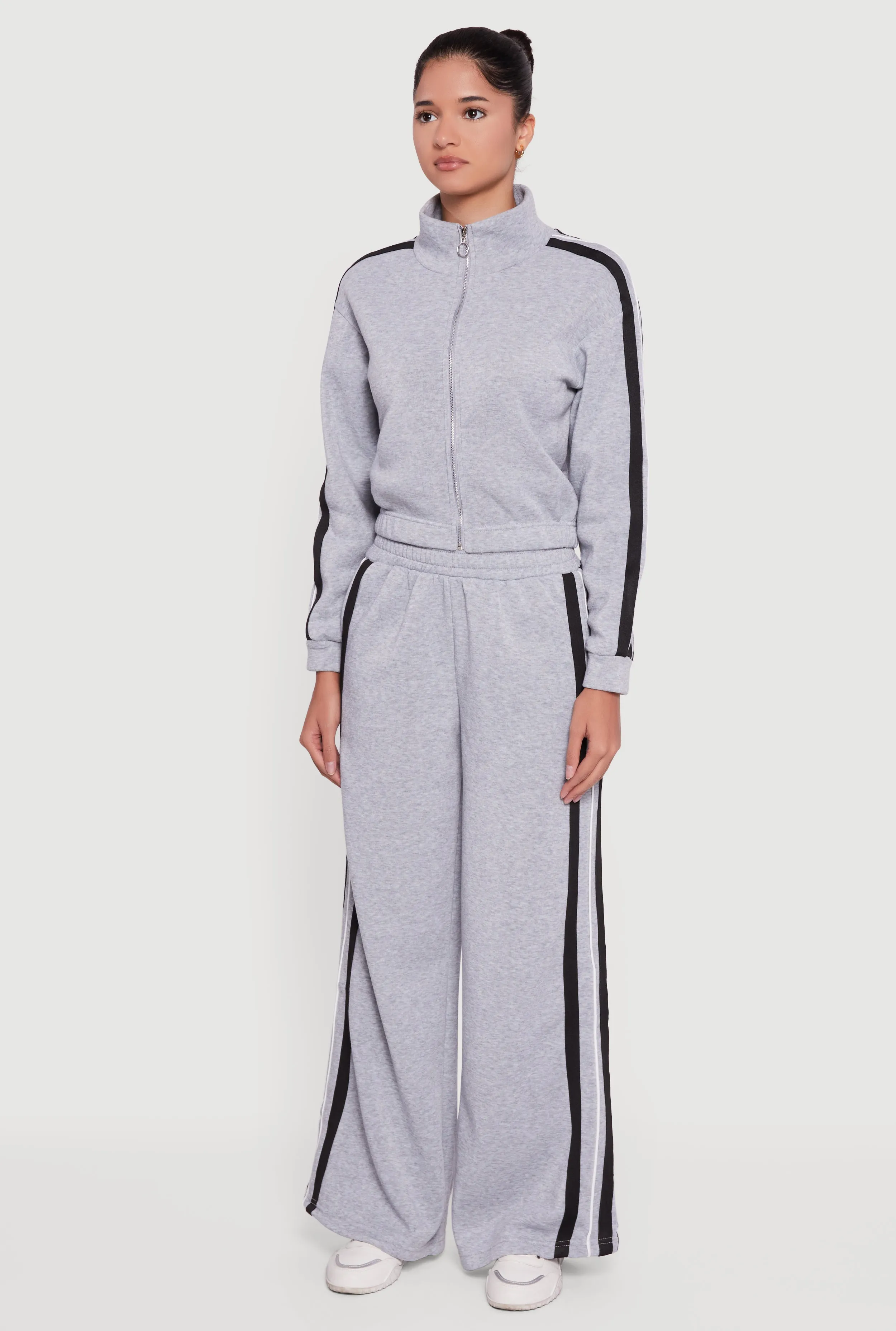 Varsity Stripe Mock Neck Zip Front Sweatshirt sold by Rainbow product image thumbnail 5