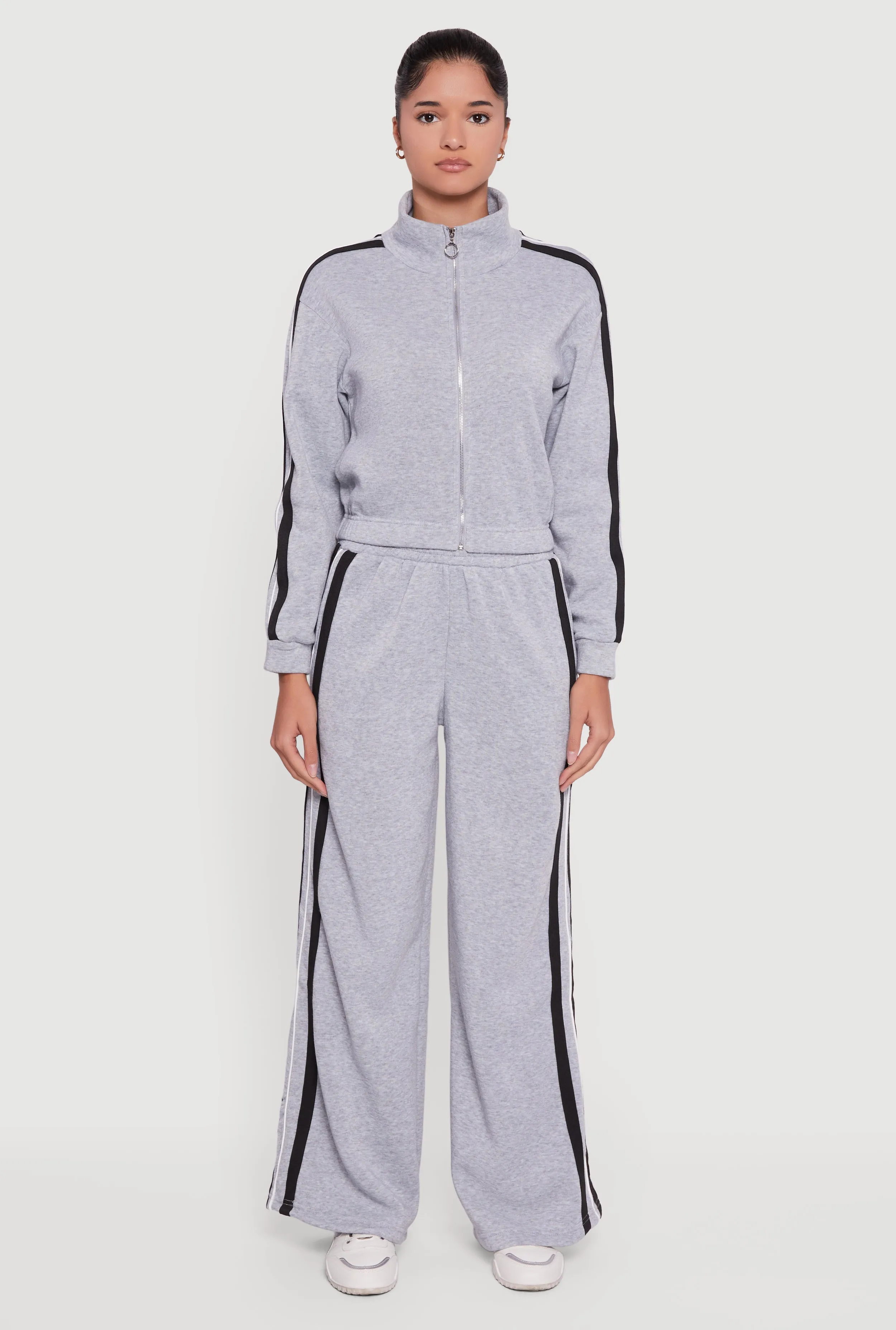 Varsity Stripe Mock Neck Zip Front Sweatshirt sold by Rainbow product image thumbnail 3