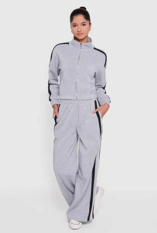 Contrast Trim Fleece Lined Wide Leg Pants sold by Rainbow