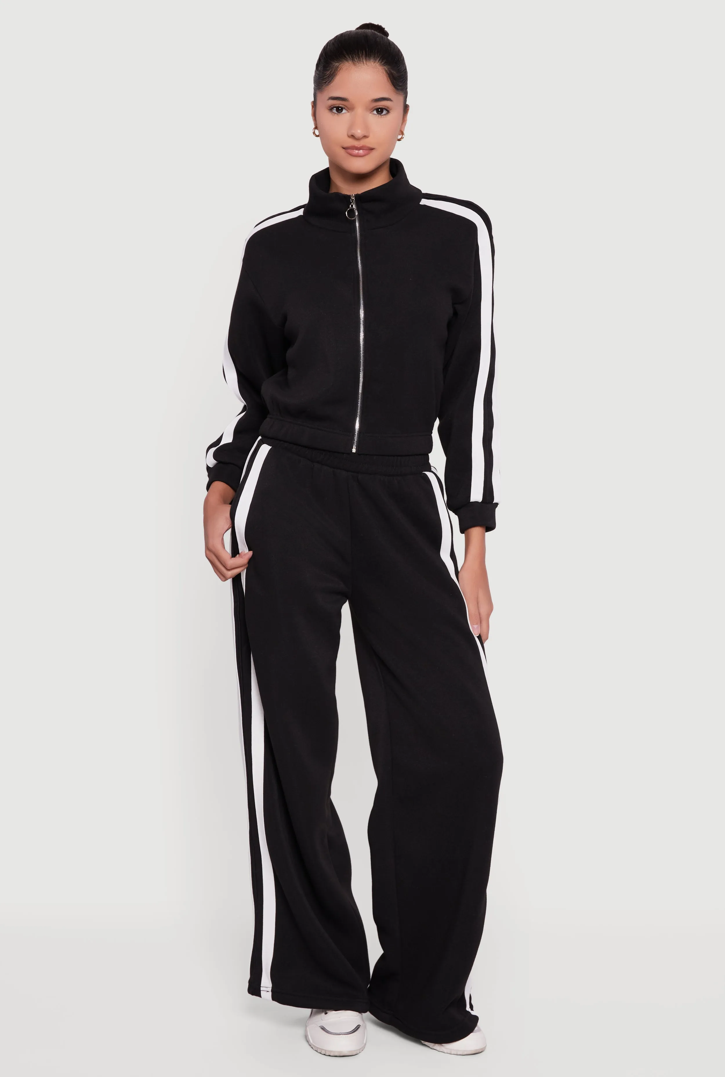 Varsity Stripe Mock Neck Zip Front Sweatshirt sold by Rainbow product image thumbnail 2