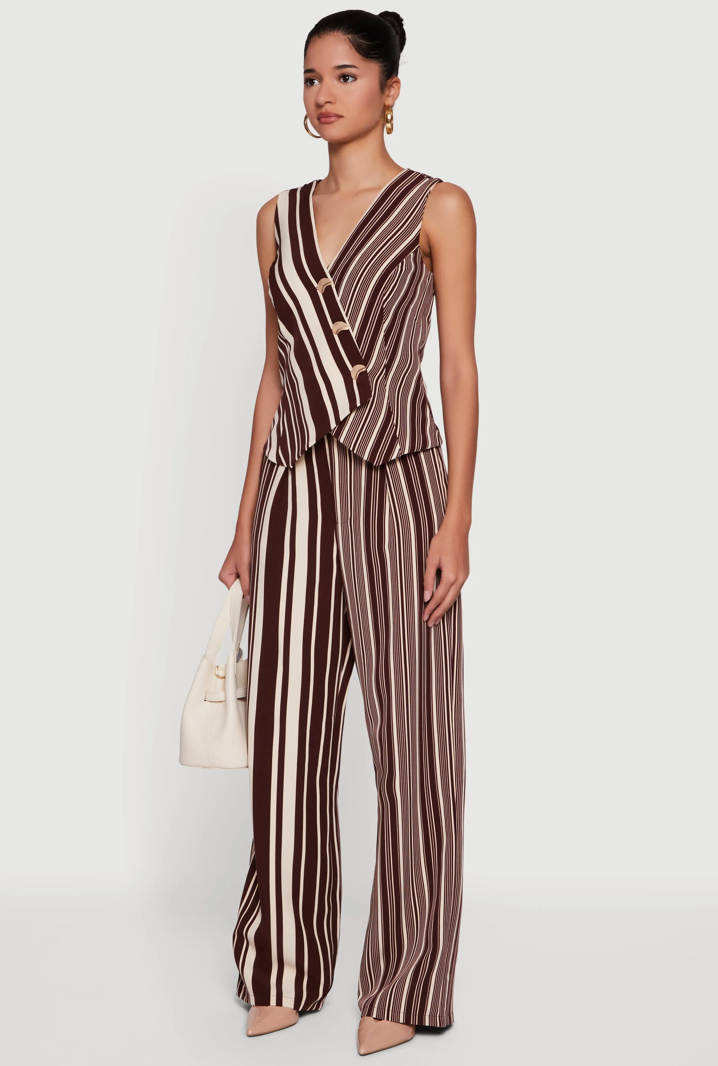 Striped Button Front Wrap Blazer Vest sold by Rainbow product image thumbnail 5