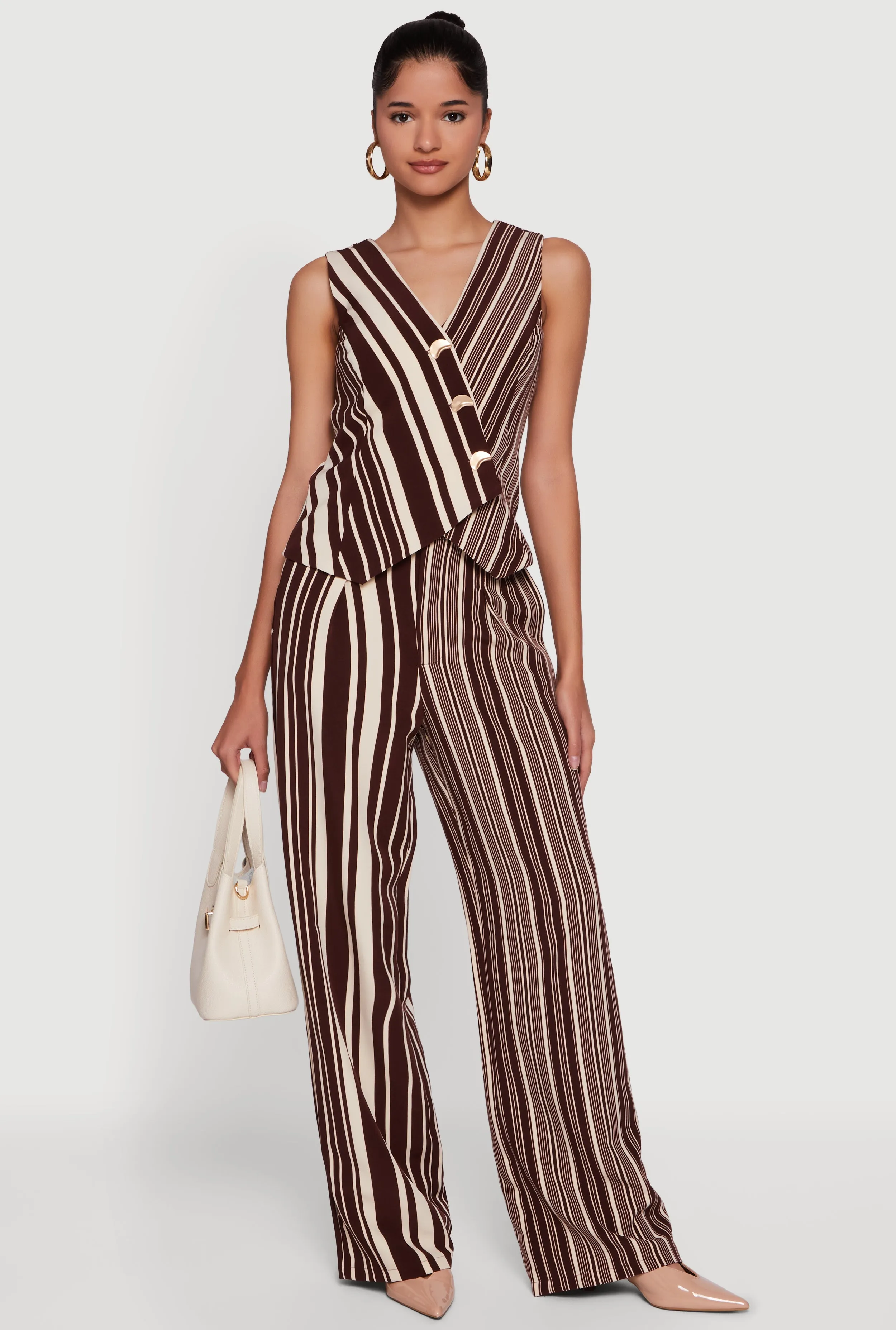 Striped Button Front Wrap Blazer Vest sold by Rainbow product image thumbnail 3