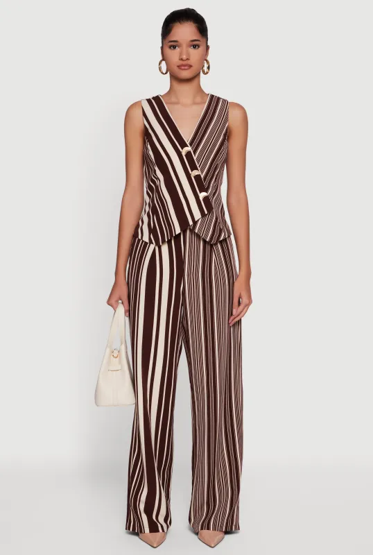 Striped High Waisted Wide Leg Pants sold by Rainbow