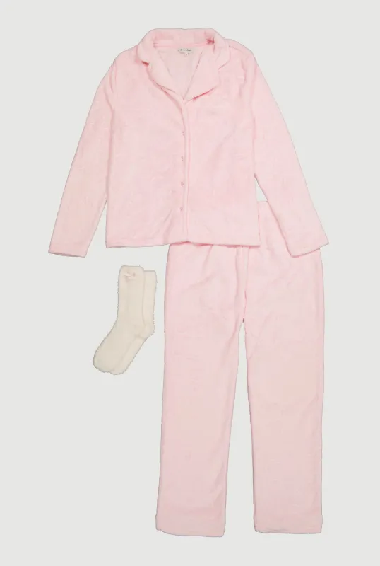 Plush Heart Patterned Pajama Gift Set sold by Rainbow