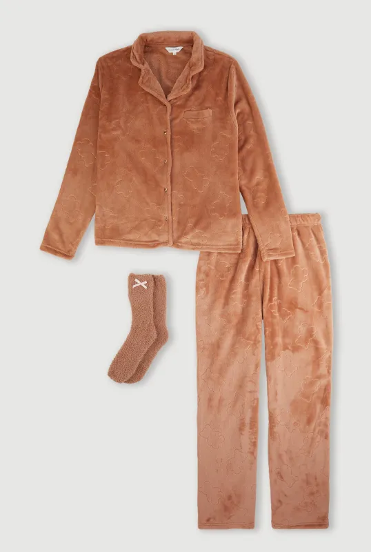 Plush Teddy Bear Patterned Pajama Gift Set with Socks sold by Rainbow