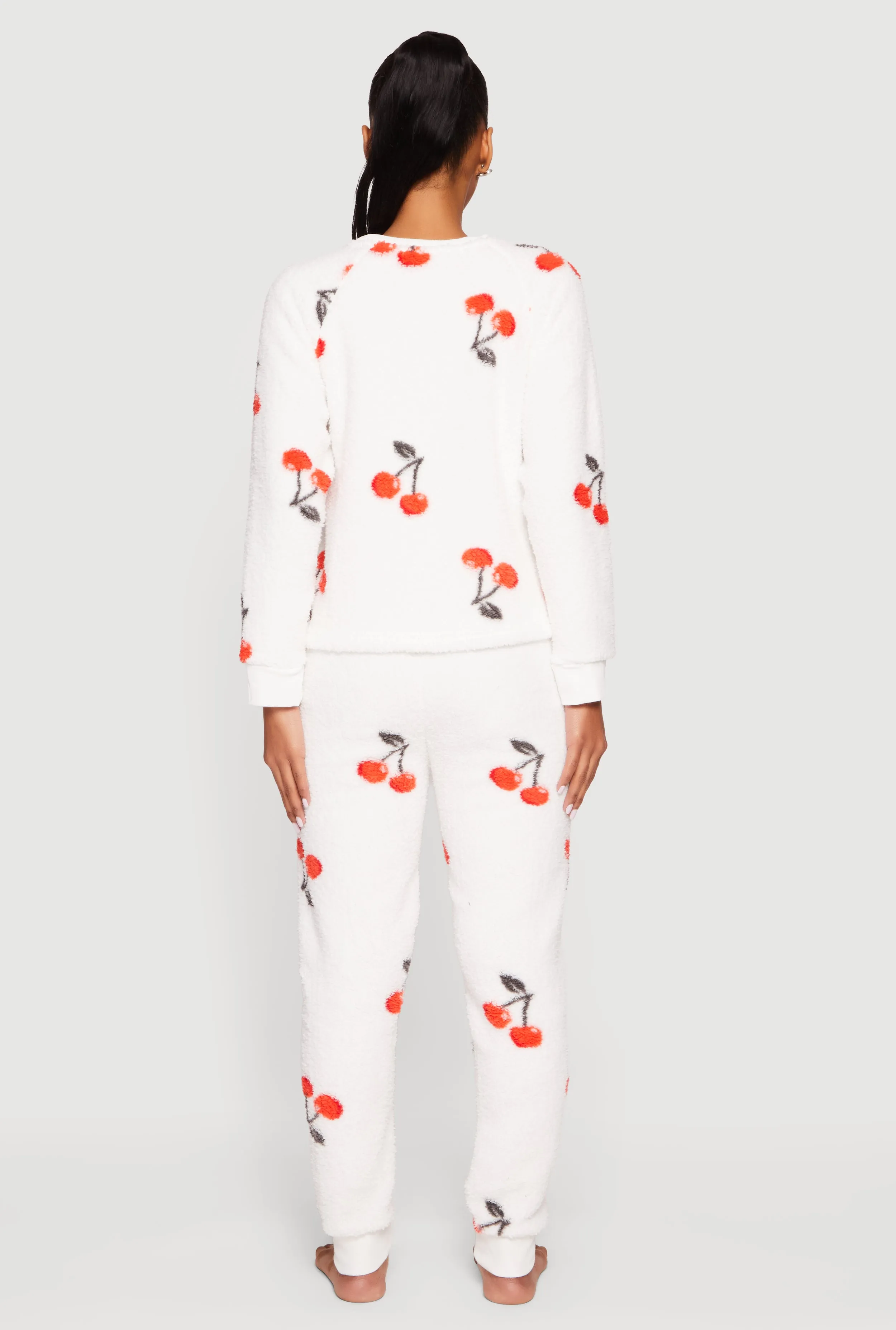 Cherry Print Sherpa Pajama Top and Pants sold by Rainbow product image thumbnail 3