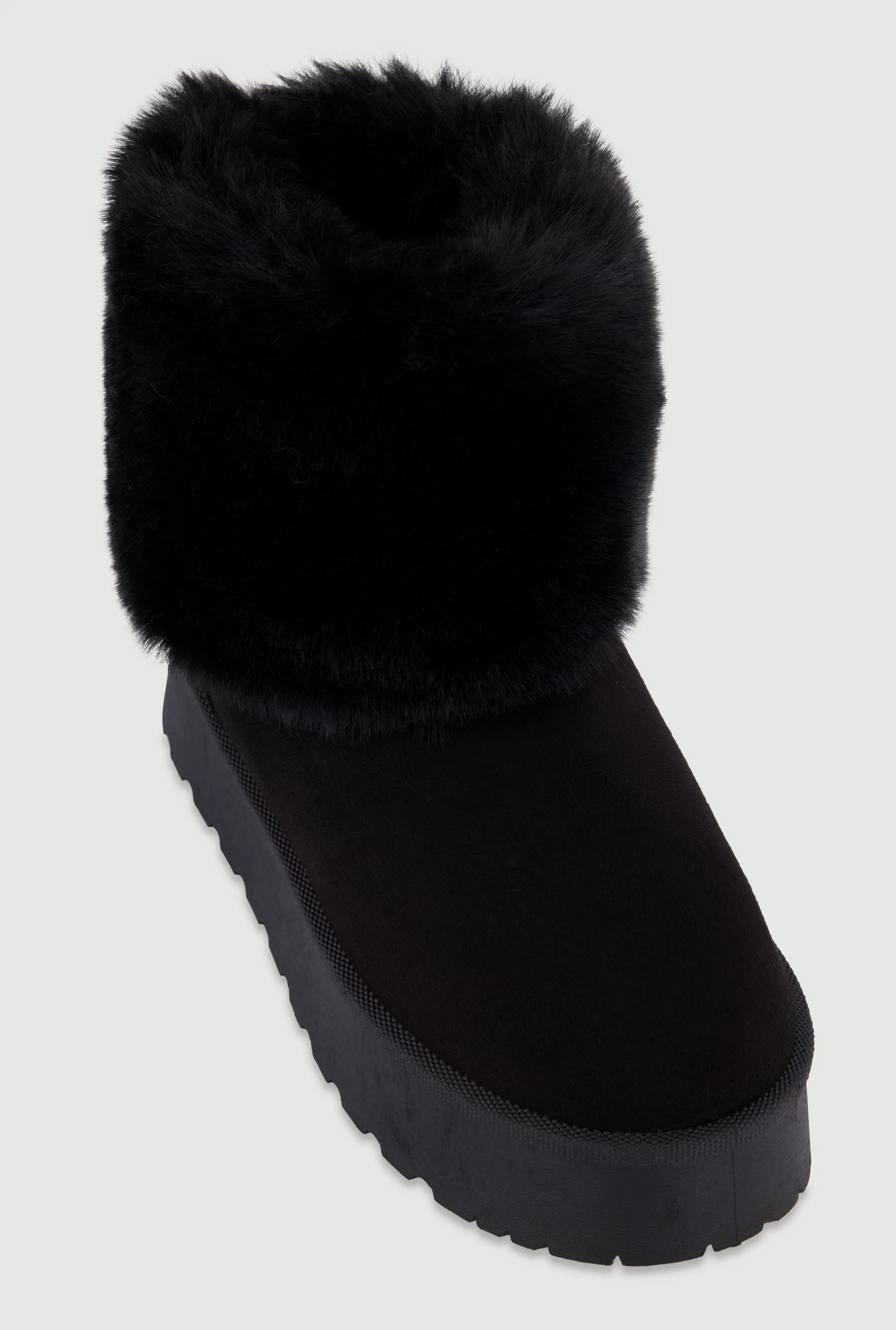 Platform Booties with Faux Fur Cuff sold by Rainbow