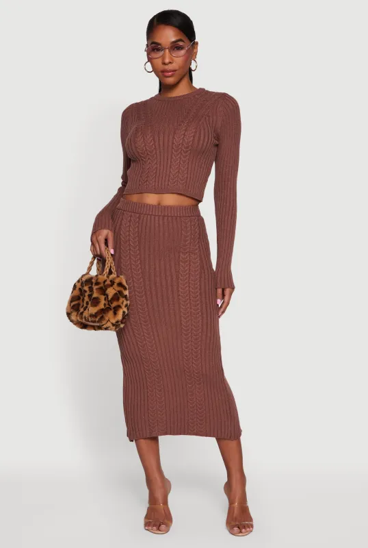 Cable Knit Slit Back High Waisted Pencil Skirt sold by Rainbow