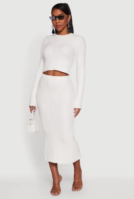 Cable Knit Slit Back High Waisted Pencil Skirt sold by Rainbow