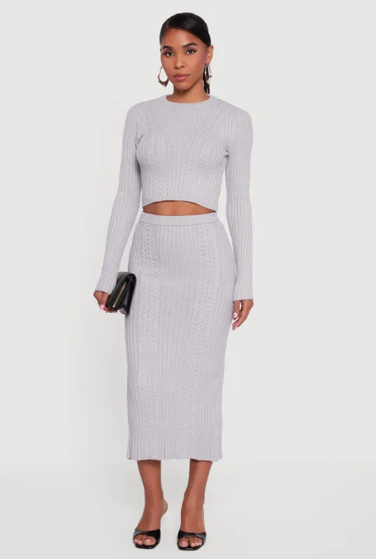 Cable Knit Slit Back High Waisted Pencil Skirt sold by Rainbow