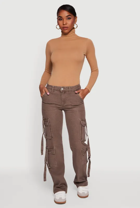 Acid Wash Cargo Pocket Straight Leg Jeans sold by Rainbow