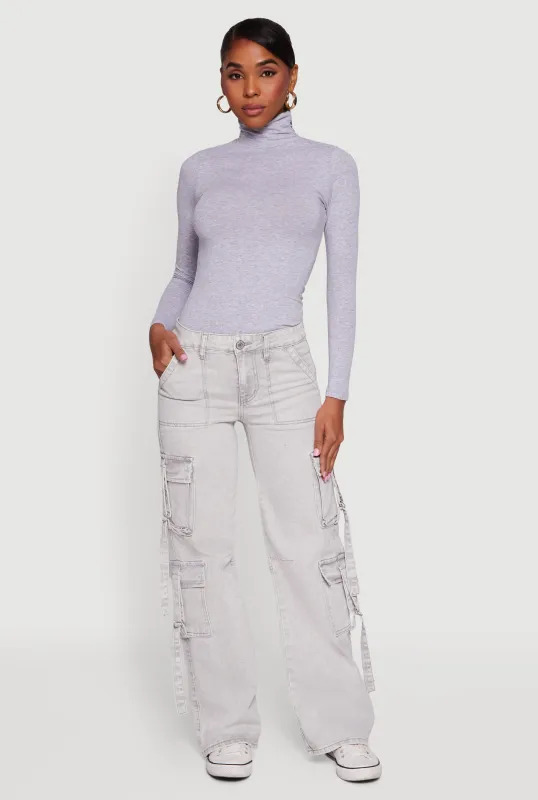 Acid Wash Cargo Pocket Straight Leg Jeans sold by Rainbow