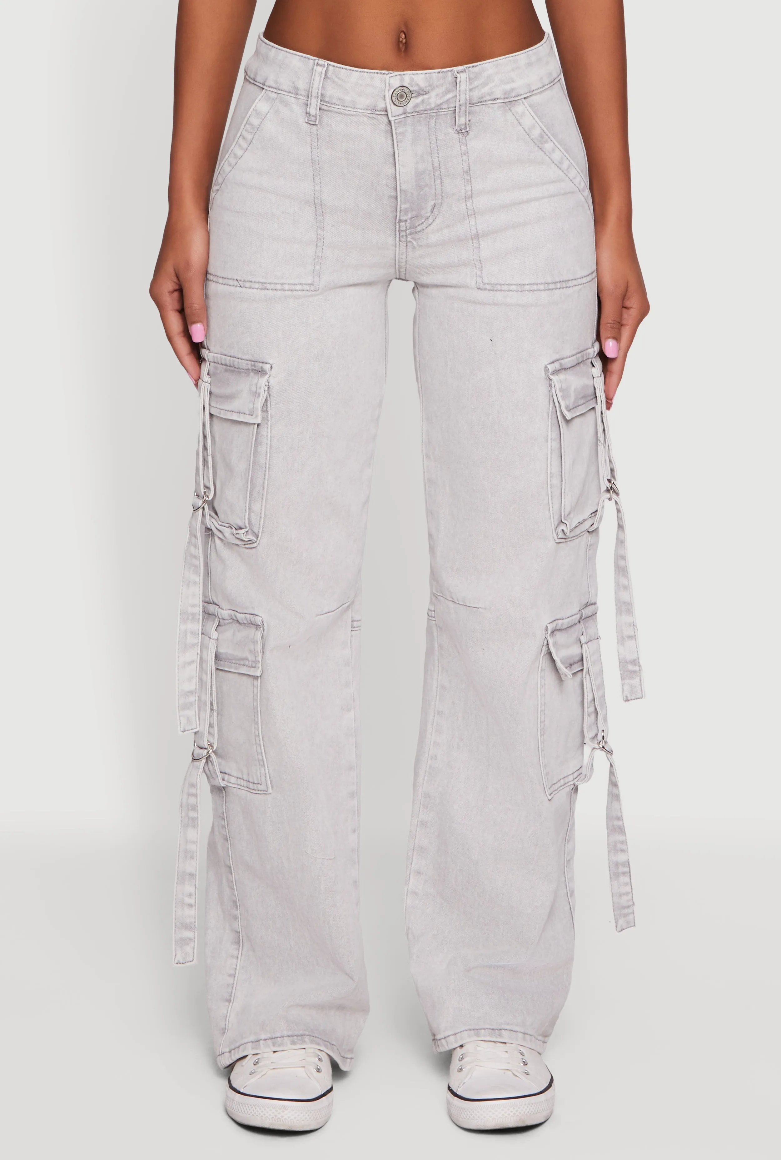 Acid Wash Cargo Pocket Straight Leg Jeans sold by Rainbow product image thumbnail 5