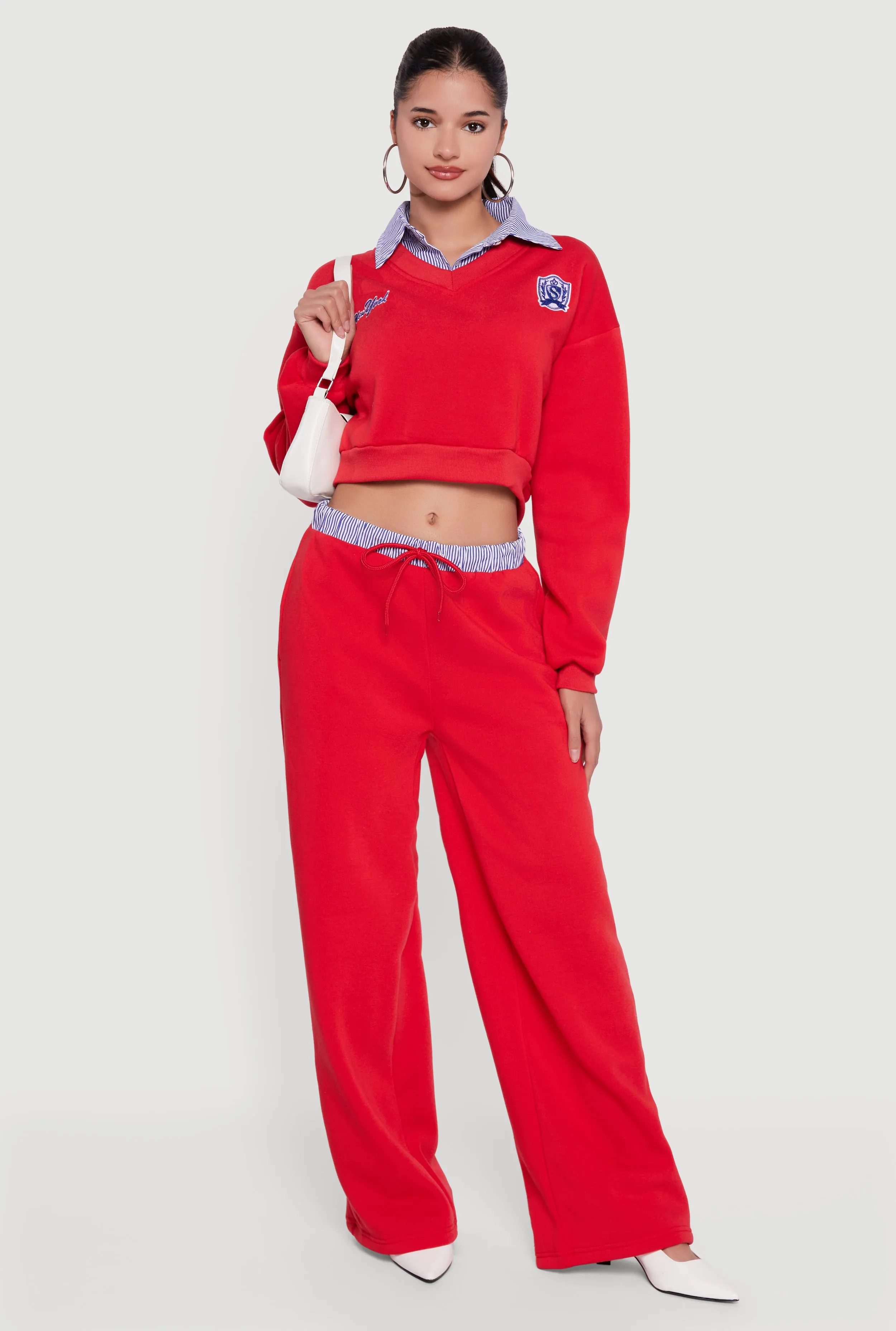 New York Embroidered Cropped Layered Look Sweatshirt sold by Rainbow product image thumbnail 2