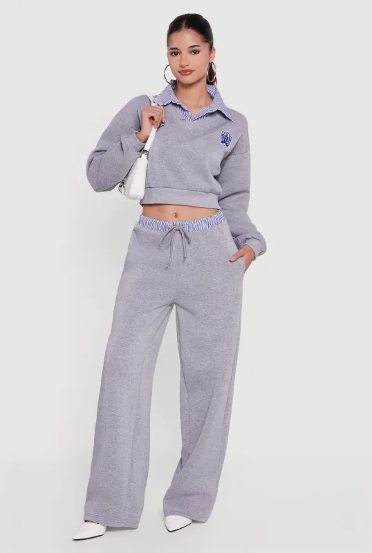 High Waisted Fleece Pants with Striped Waistband sold by Rainbow